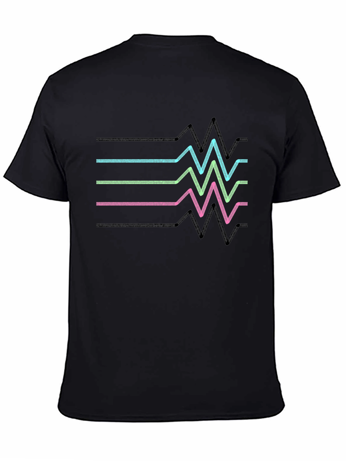 Retro Heartbeat Line T-Shirt - Black