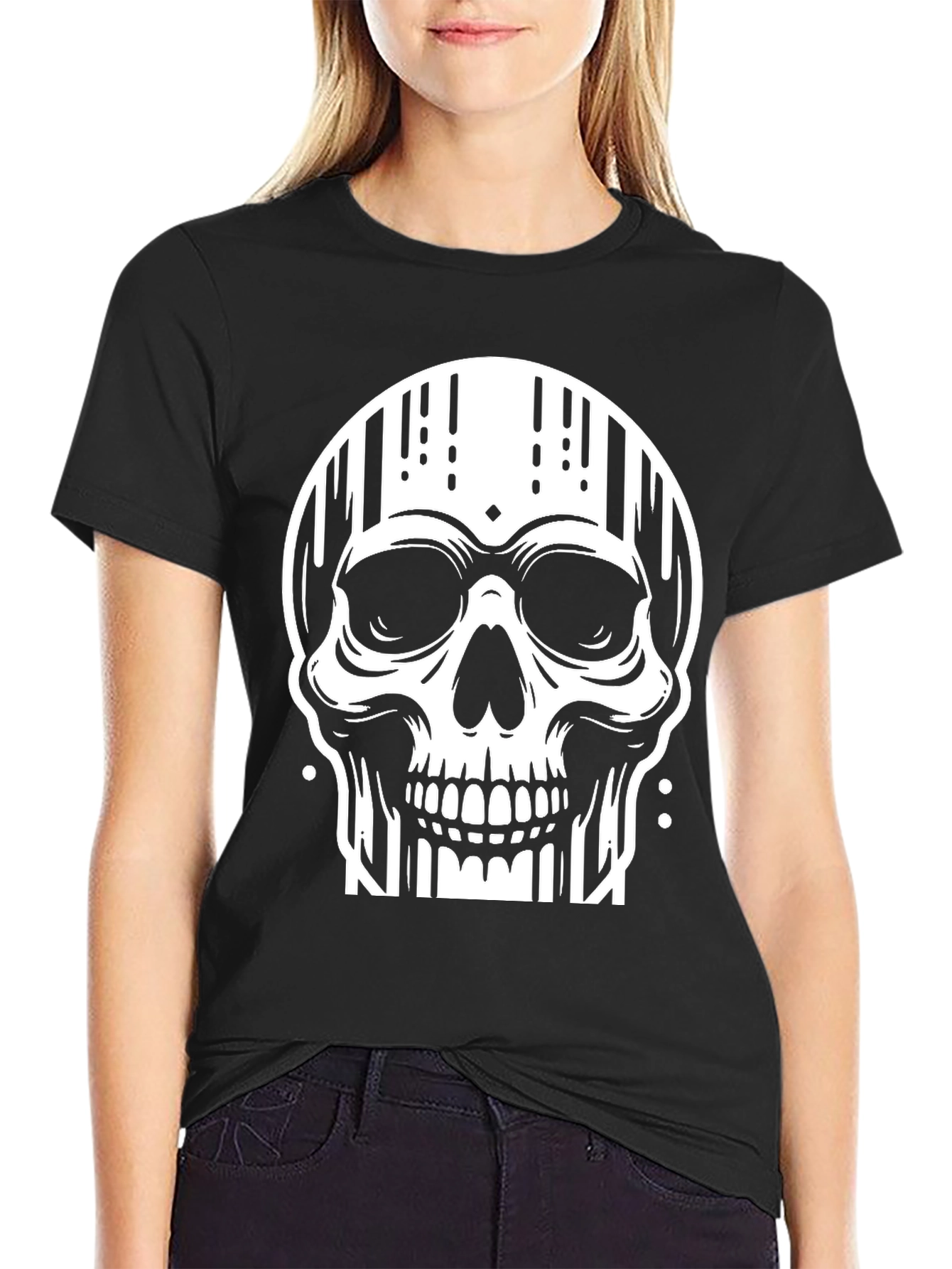 Edgy Skull Graphic Tee - Stylish Black Cotton T-Shirt