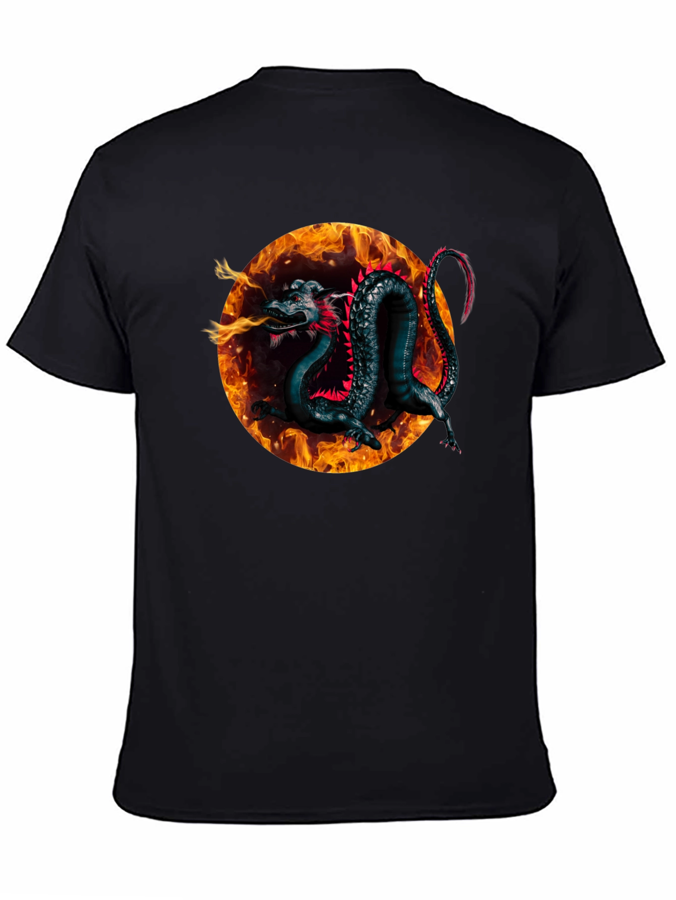 Fiery Dragon Graphic Black T-Shirt