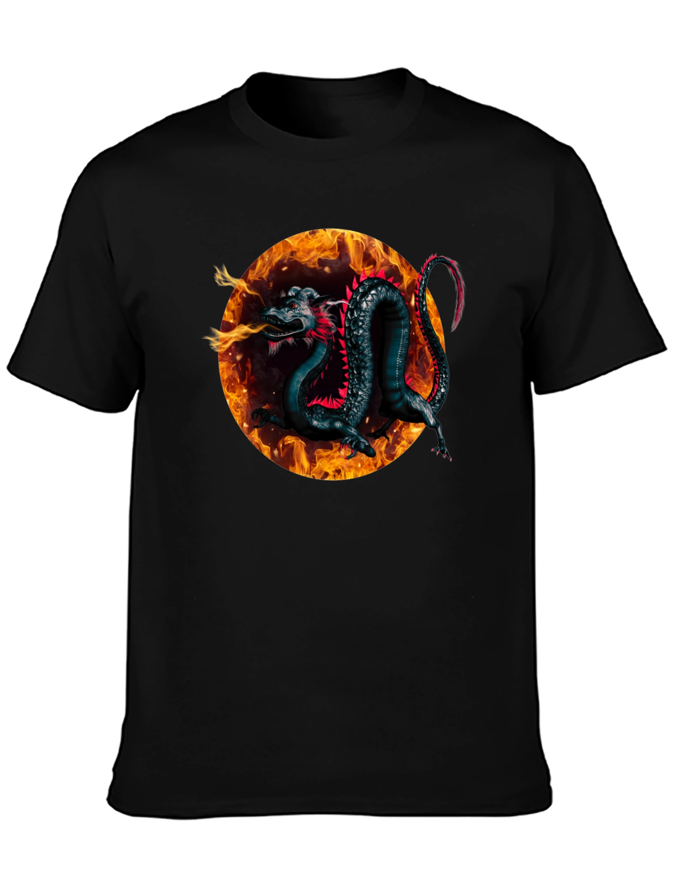 Fiery Dragon Graphic Black T-Shirt