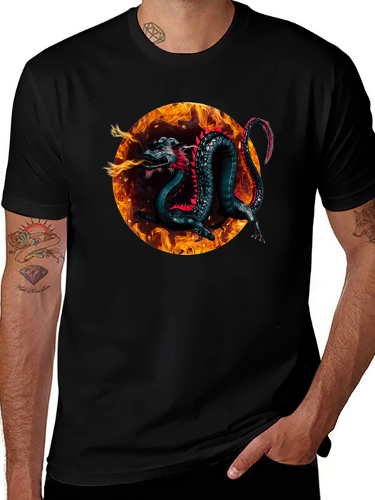 Fiery Dragon Graphic Black T-Shirt