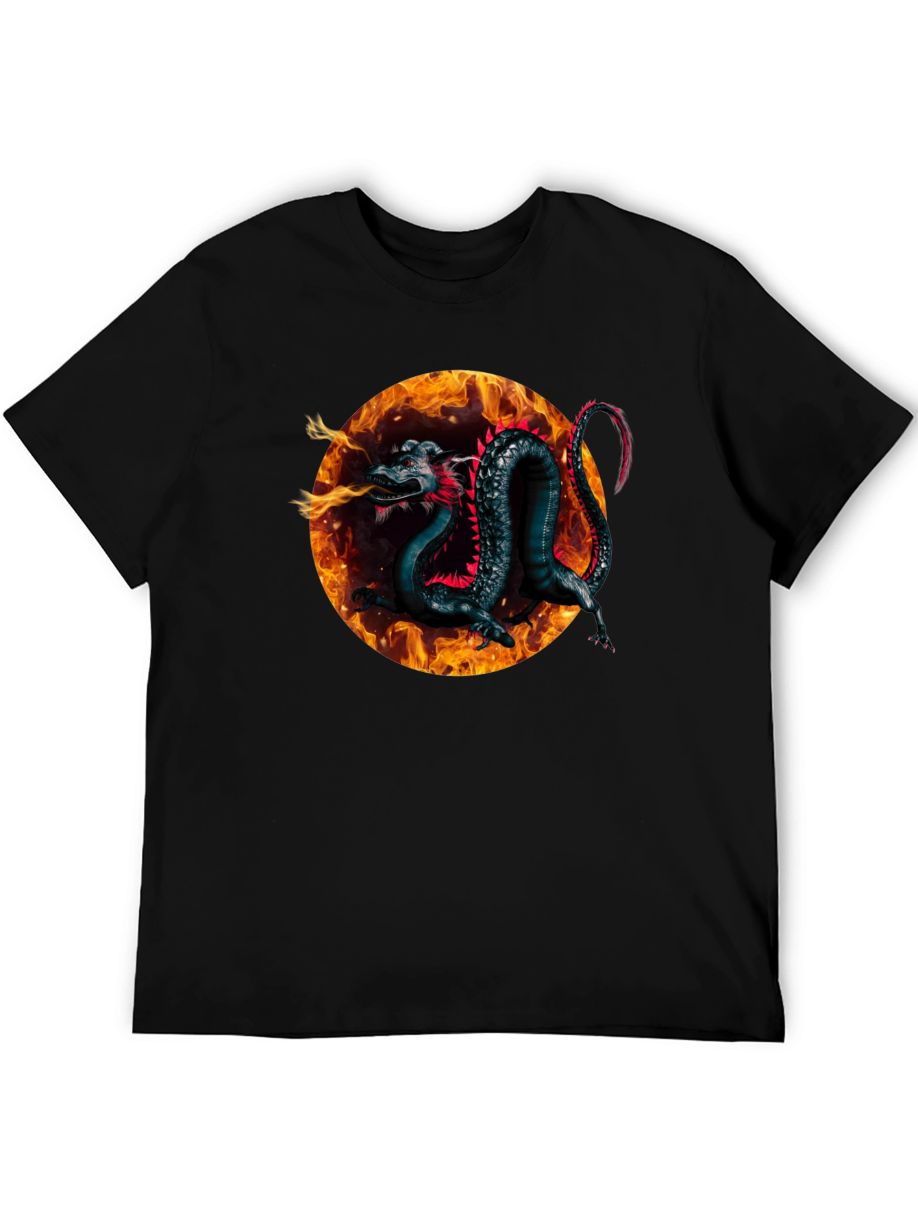 Fiery Dragon Graphic Black T-Shirt