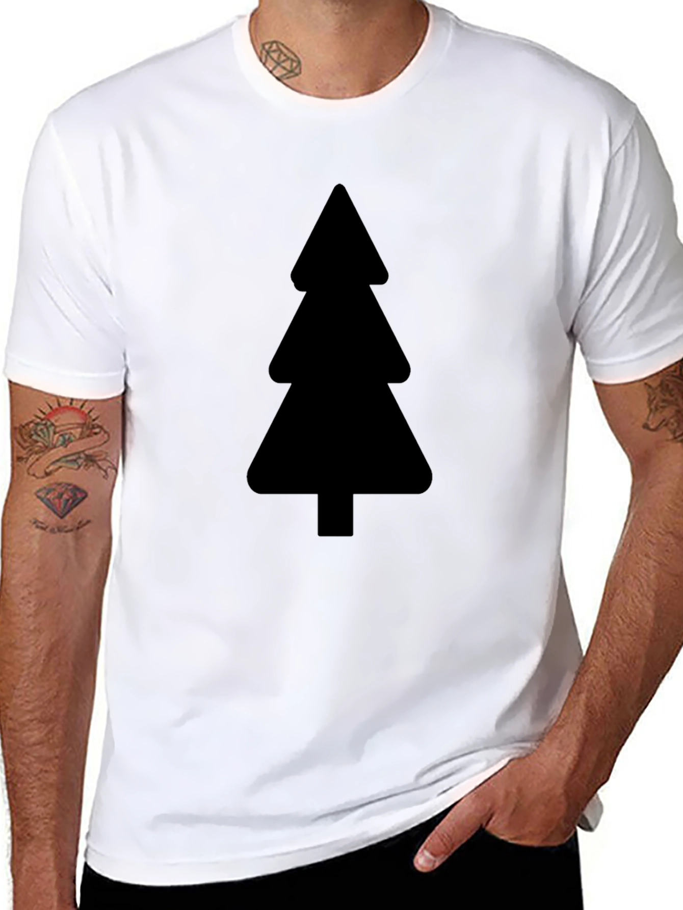 Minimalist Tree Graphic Black T-Shirt