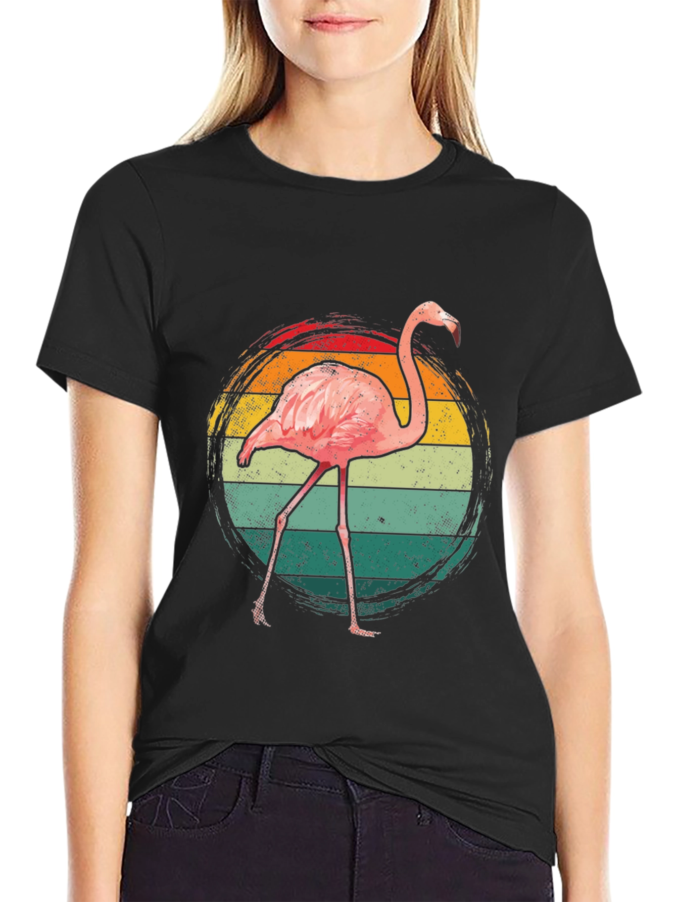 Retro Flamingo Graphic T-Shirt - Casual Style