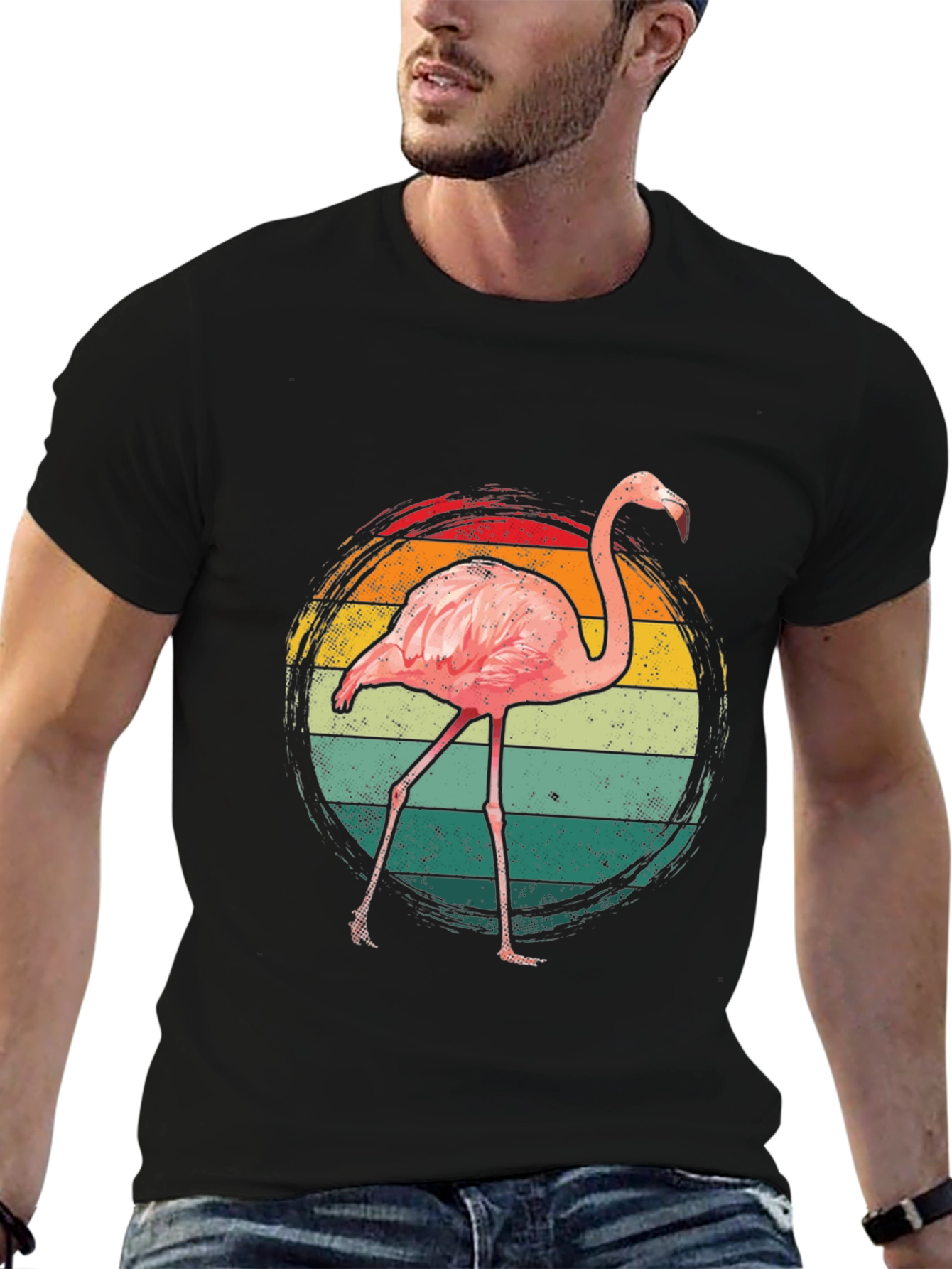 Retro Flamingo Graphic T-Shirt - Casual Style