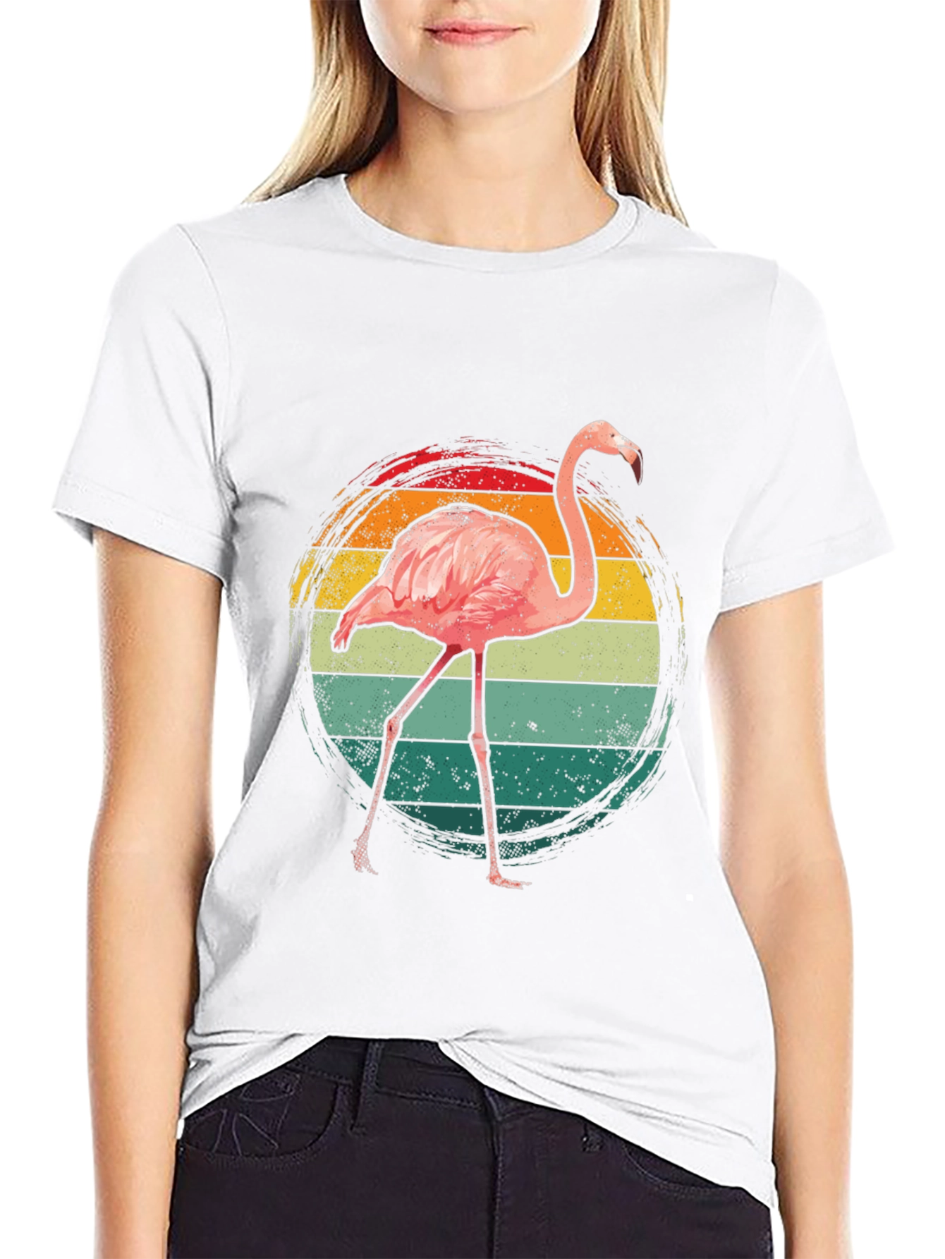 Retro Flamingo Graphic T-Shirt - Casual Style