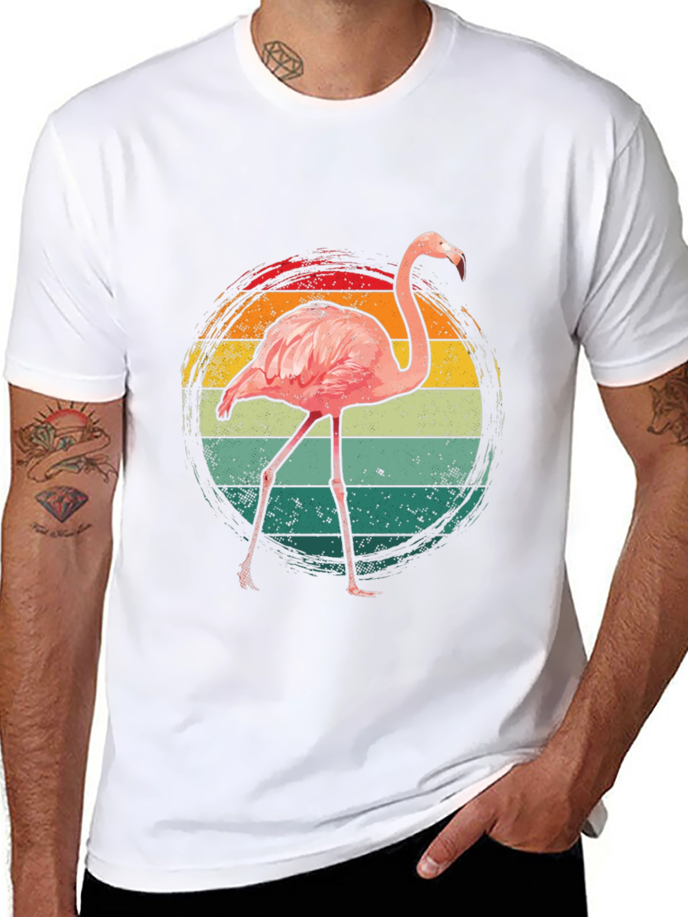 Retro Flamingo Graphic T-Shirt - Casual Style