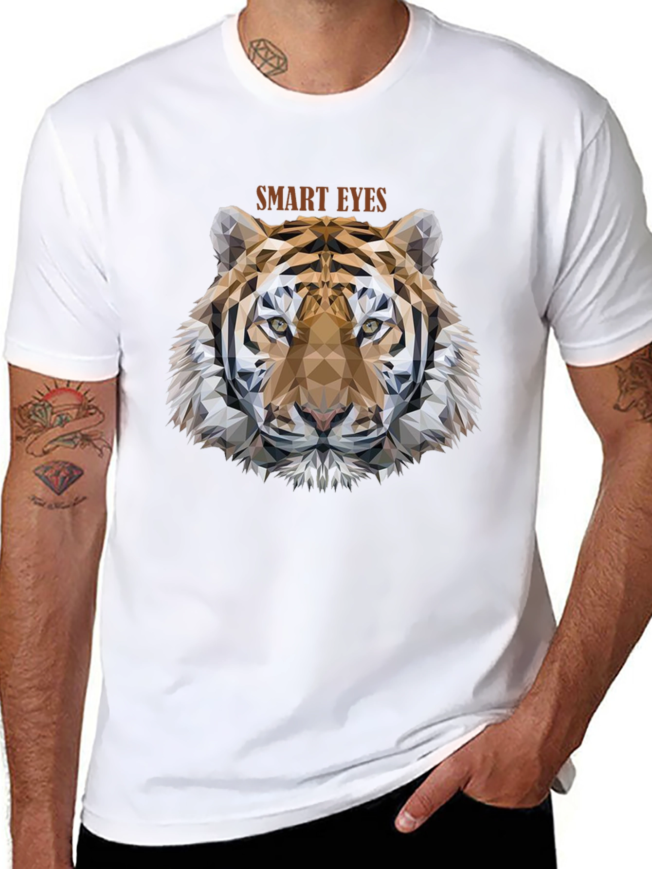 Geometric Tiger Head T-Shirt - Smart Eyes Design