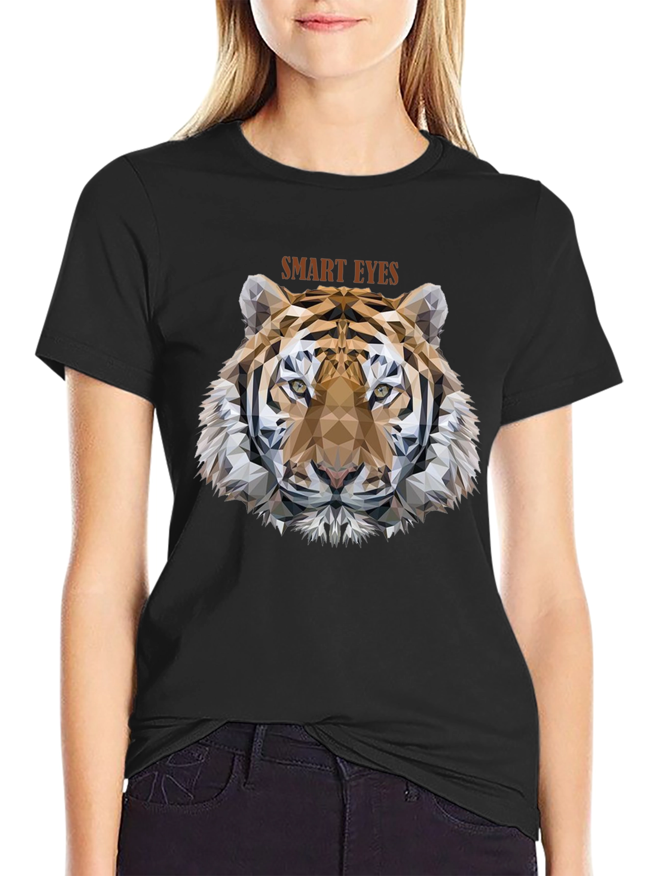 Geometric Tiger Head T-Shirt - Smart Eyes Design