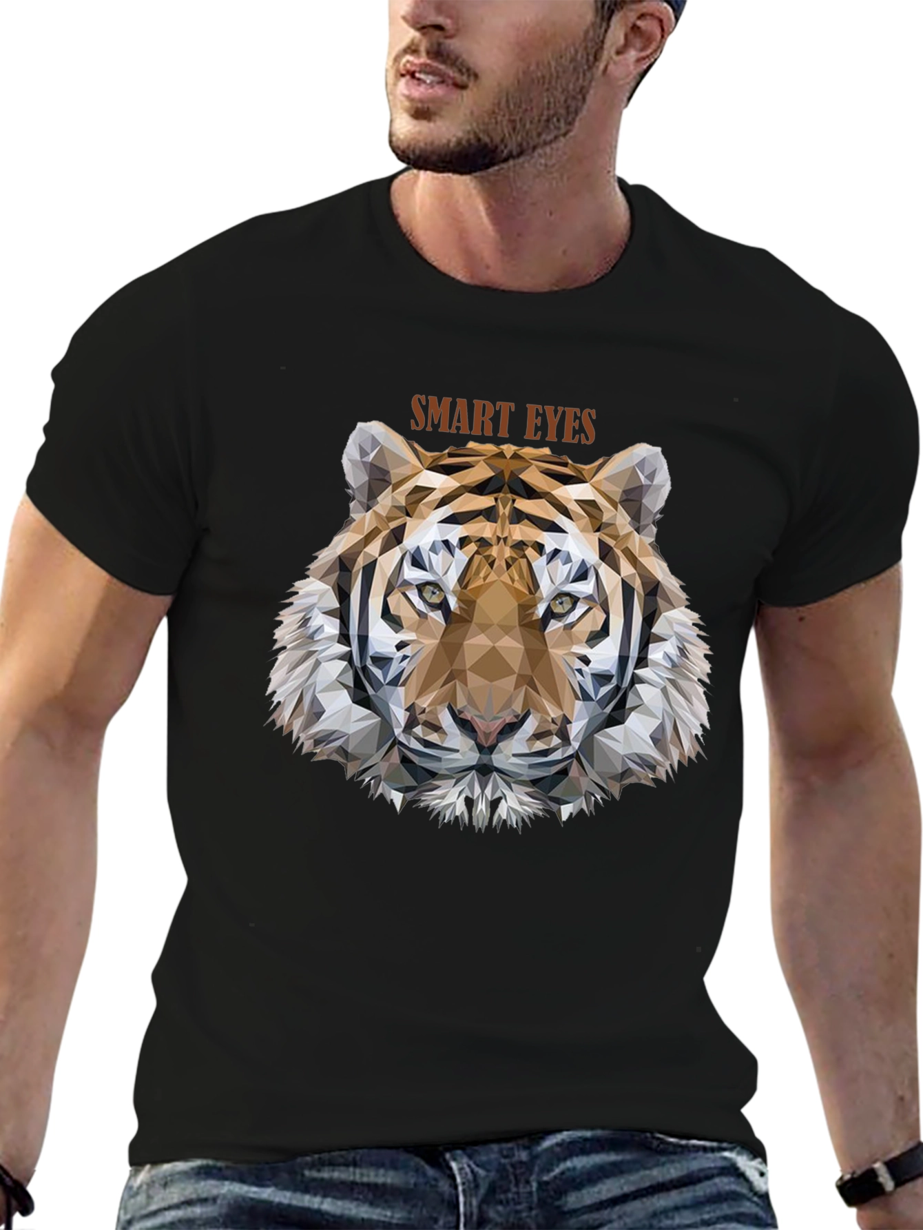 Geometric Tiger Head T-Shirt - Smart Eyes Design