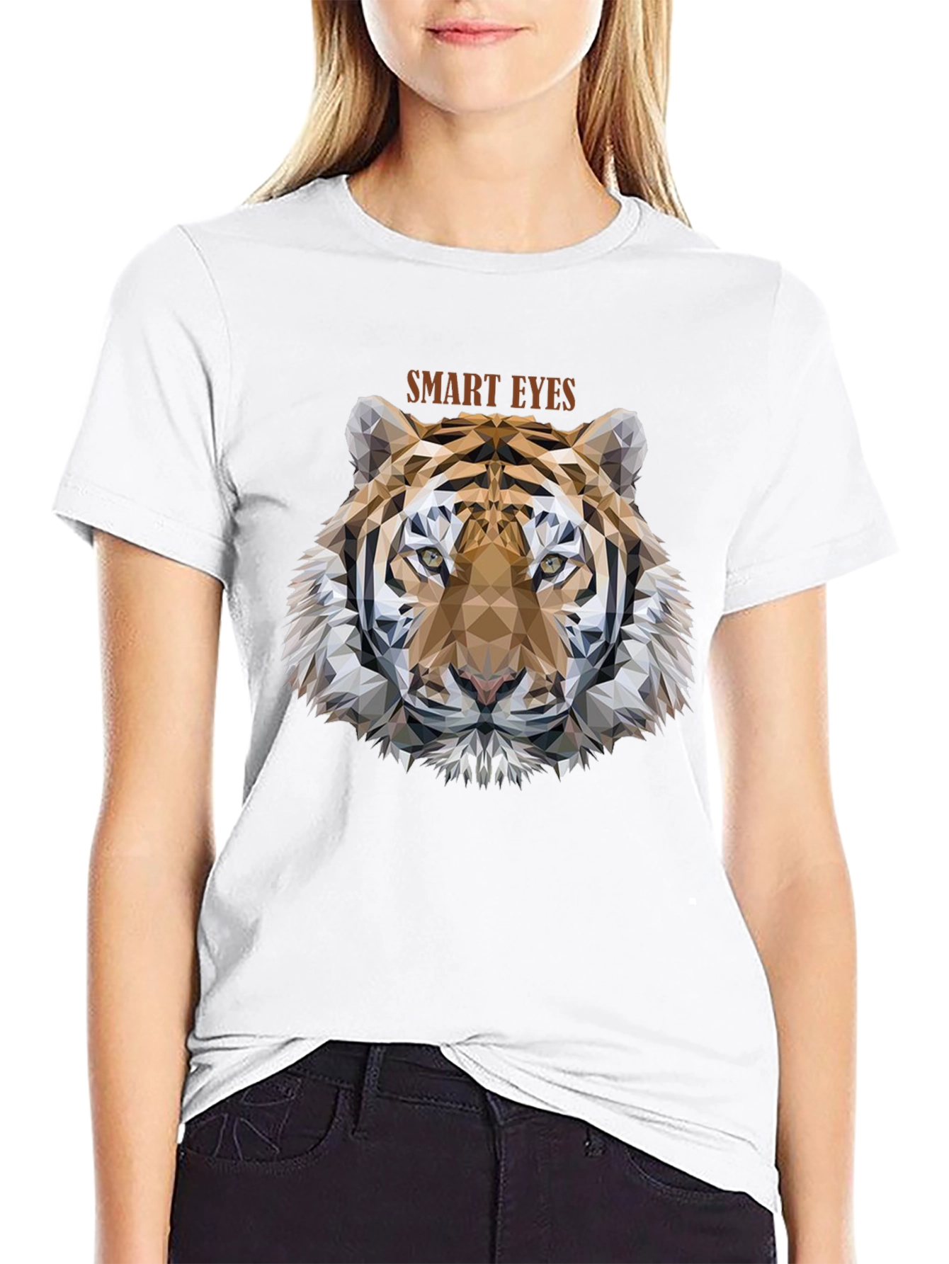 Geometric Tiger Head T-Shirt - Smart Eyes Design