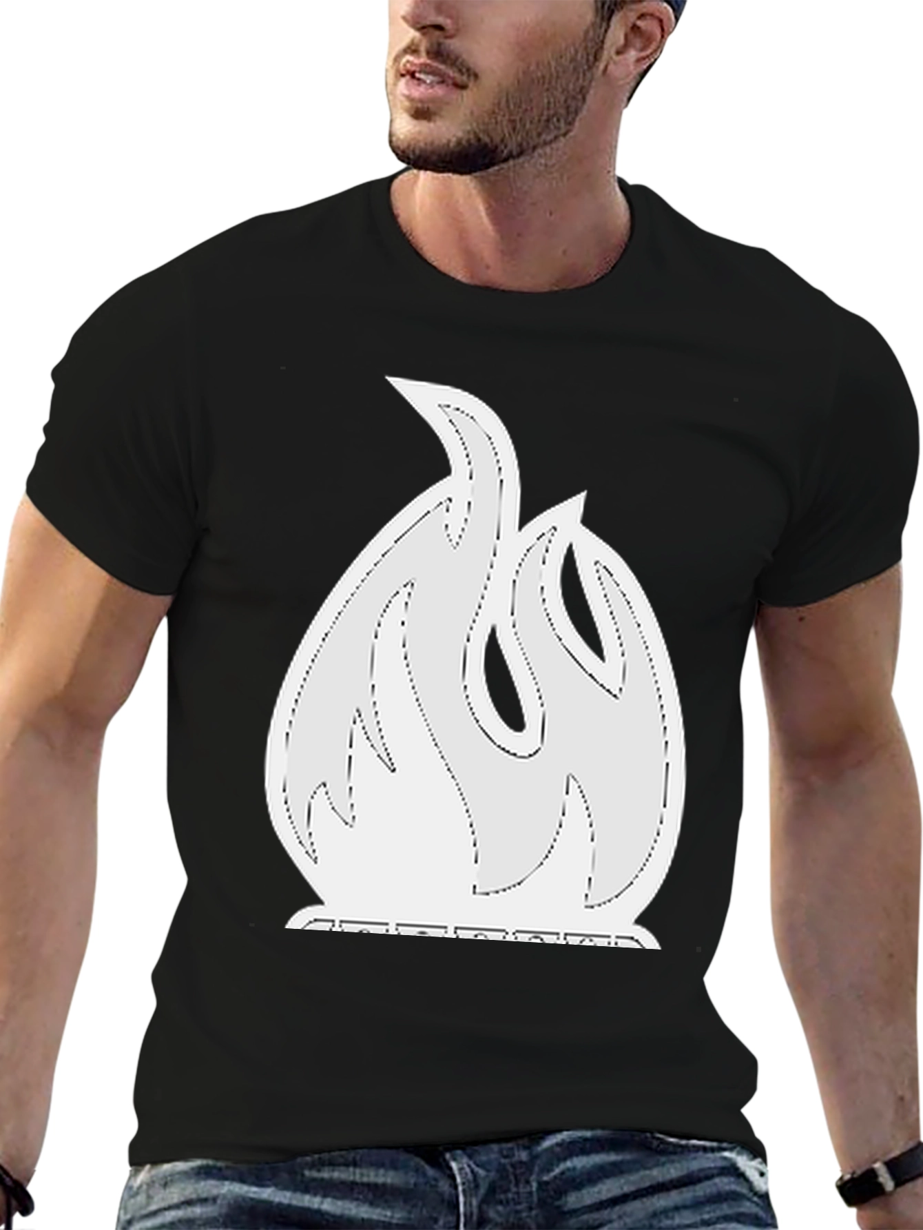 Flame Graphic Tee - Black Cotton Blend Shirt