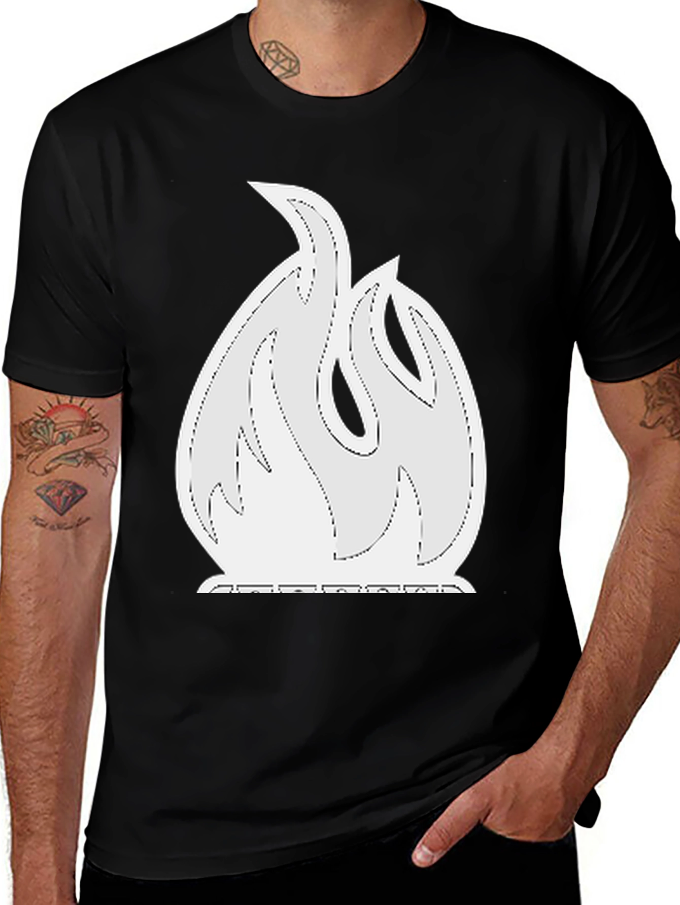 Flame Graphic Tee - Black Cotton Blend Shirt