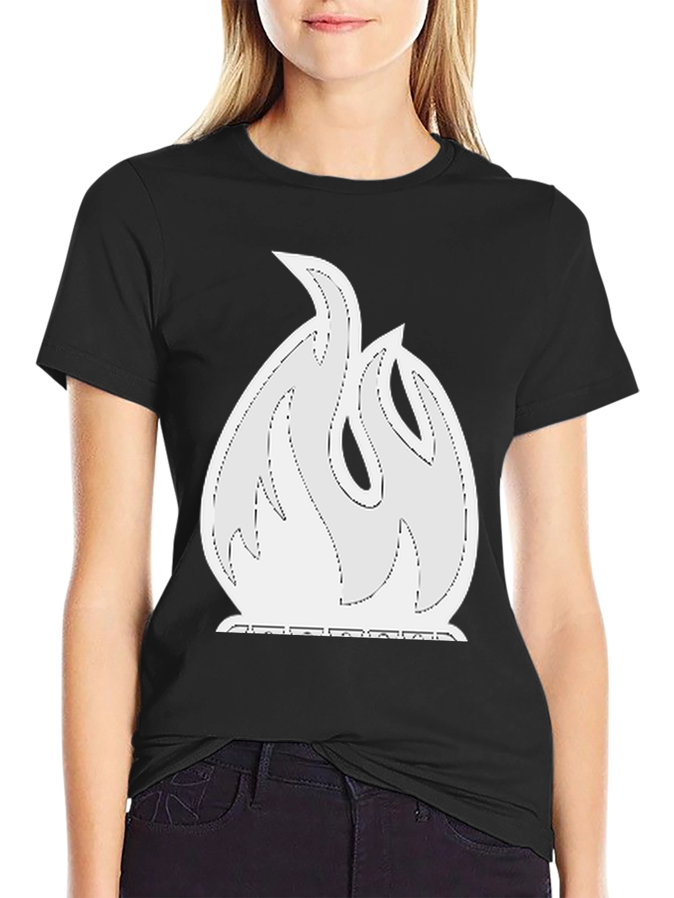 Flame Graphic Tee - Black Cotton Blend Shirt