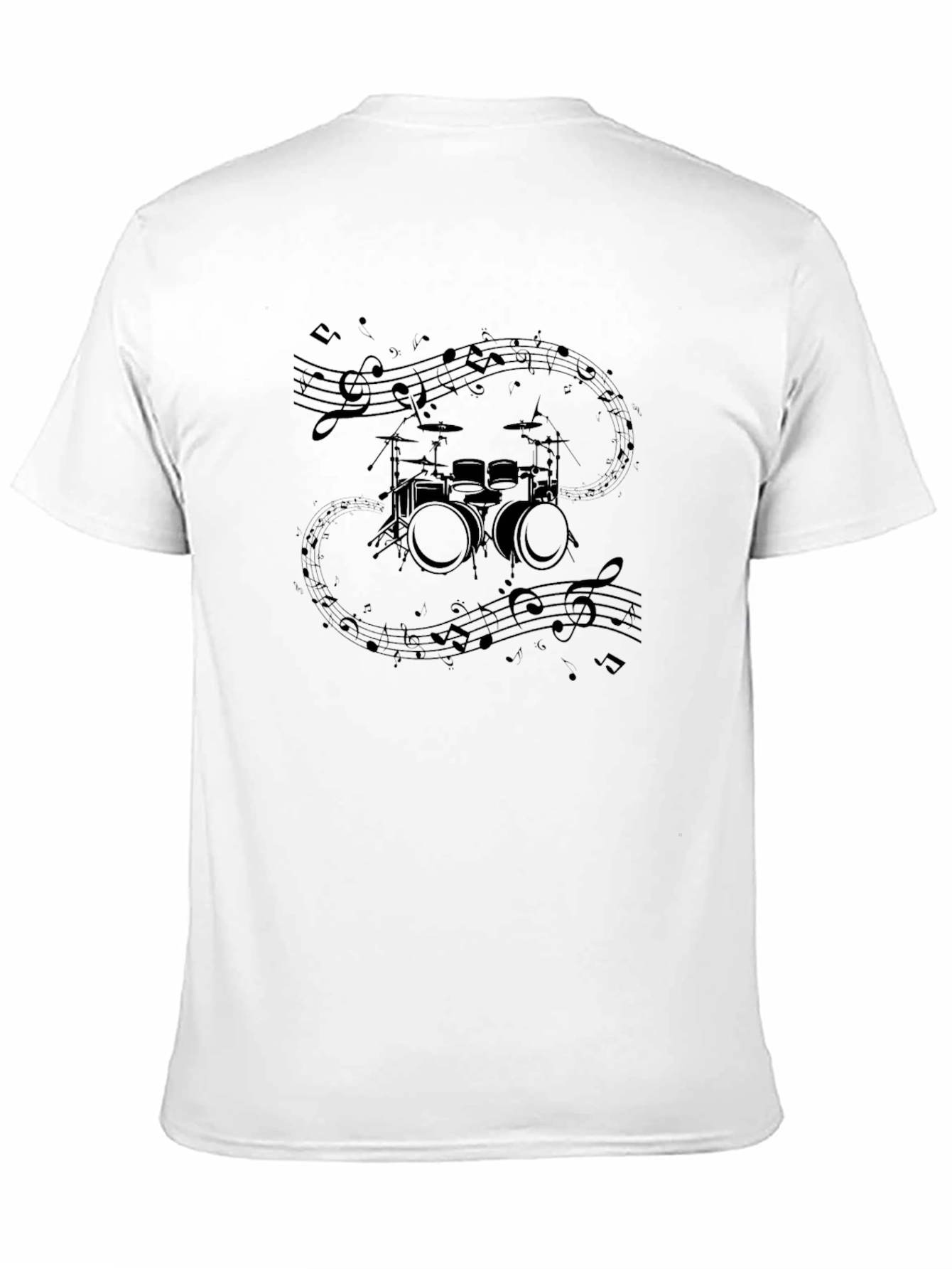 Drum Set & Notes Graphic Black Tee