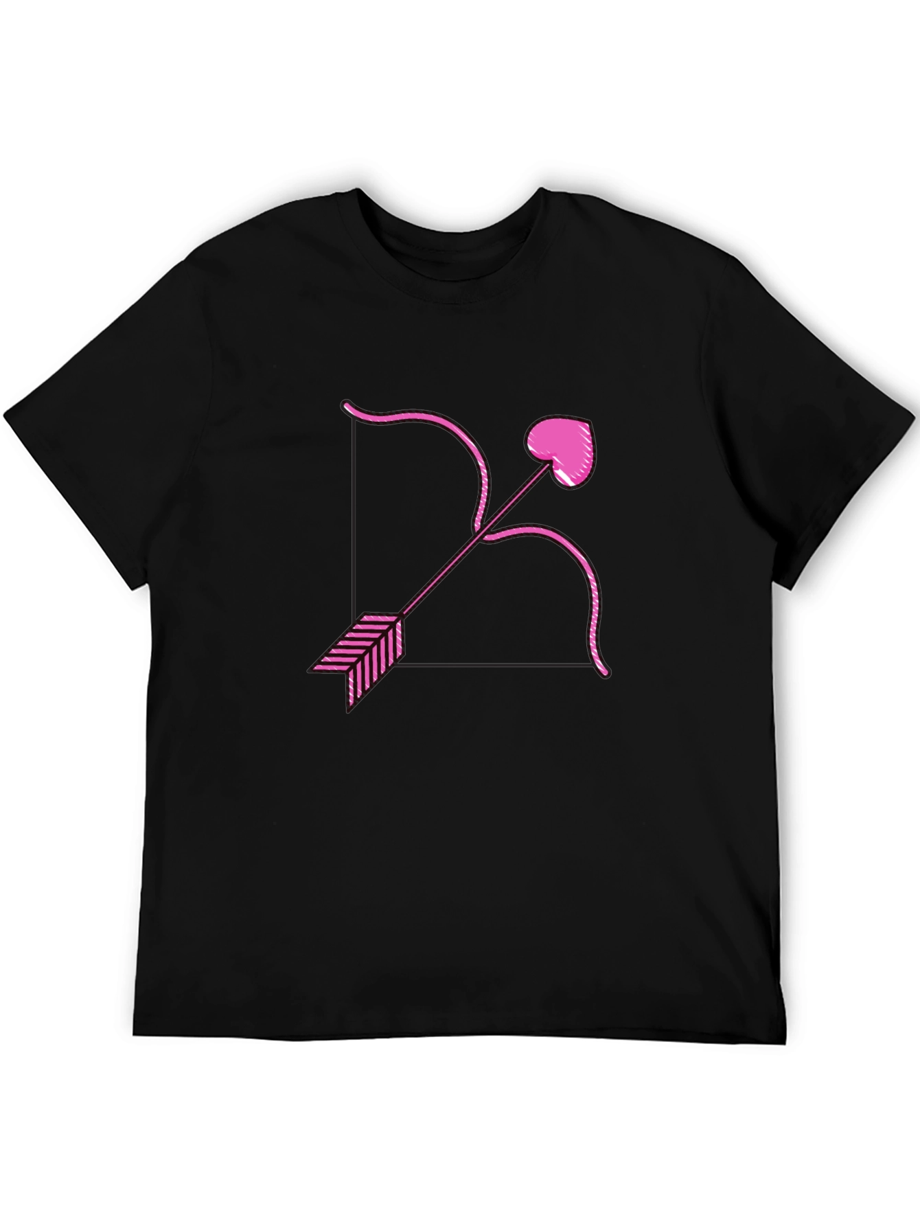 Cupids Bow Heart Arrow Graphic Black T-Shirt
