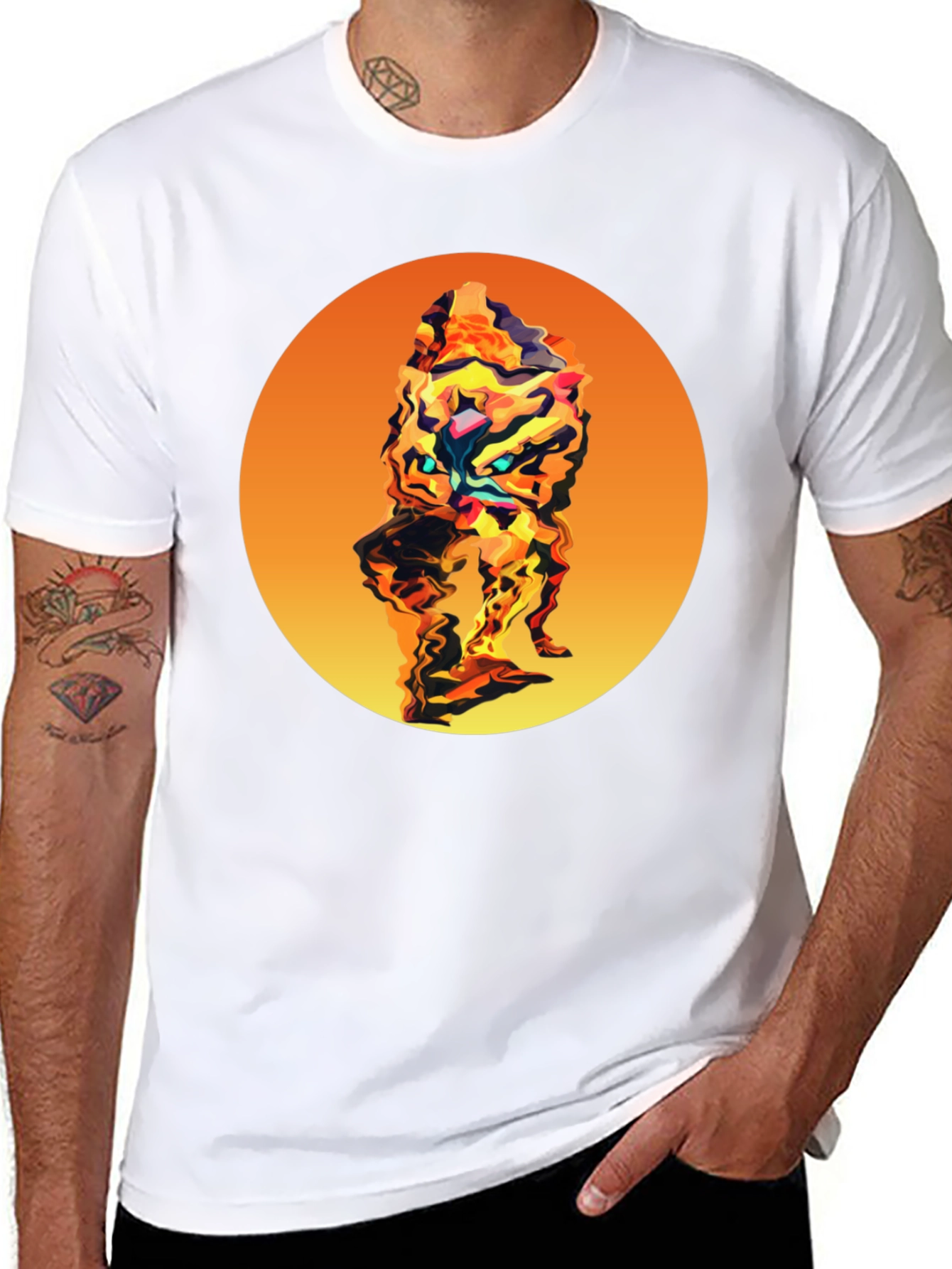 Abstract Graphic Tee - Stylish Mens Black T-Shirt