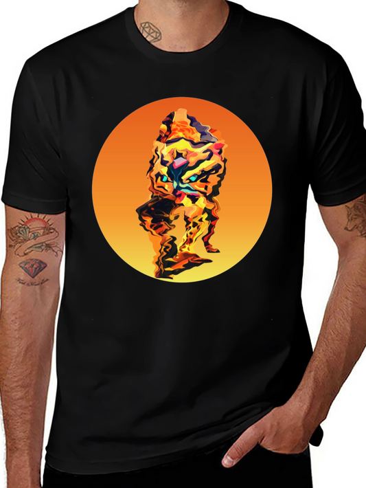 Abstract Graphic Tee - Stylish Mens Black T-Shirt