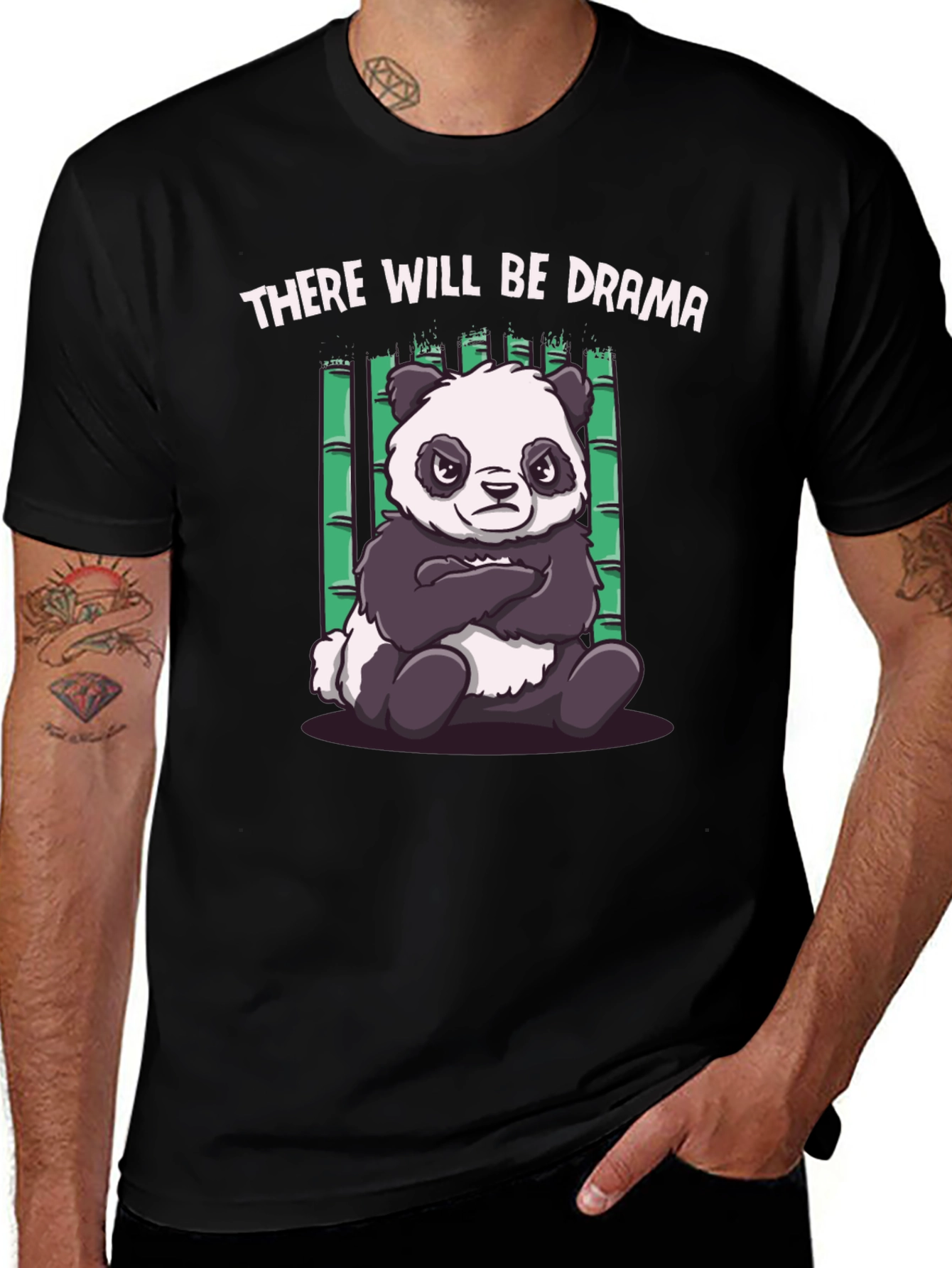 Drama Panda Black T-Shirt - Funny Graphic Tee