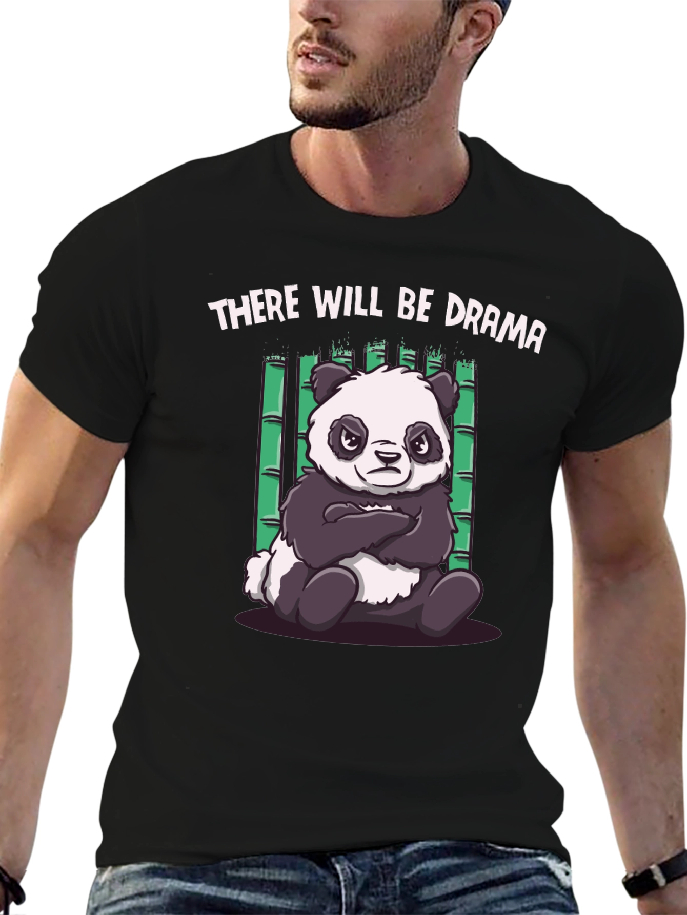 Drama Panda Black T-Shirt - Funny Graphic Tee