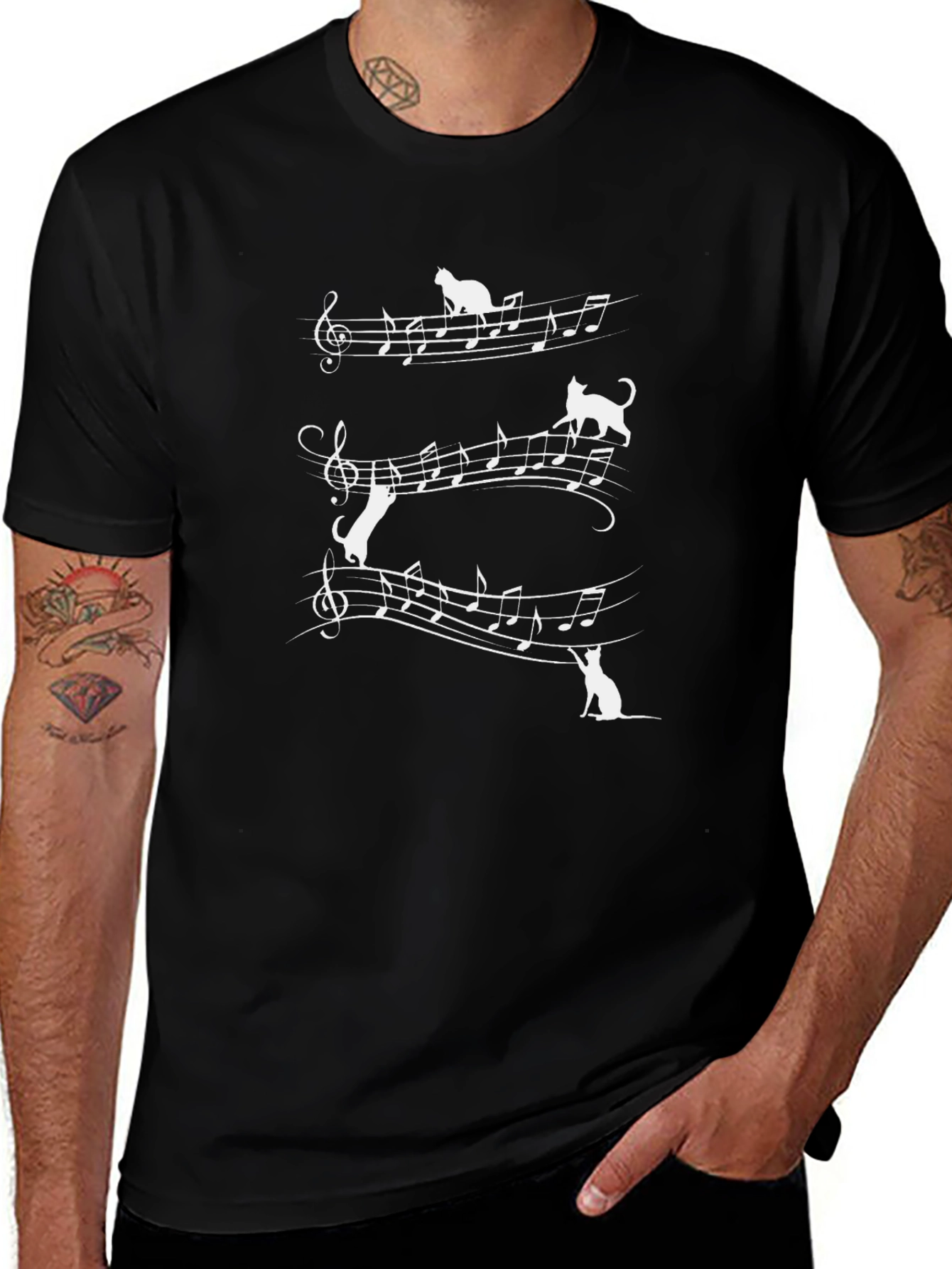 Musical Cats T-Shirt - Black