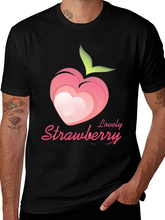 Lovely Strawberry Graphic Tee - Black