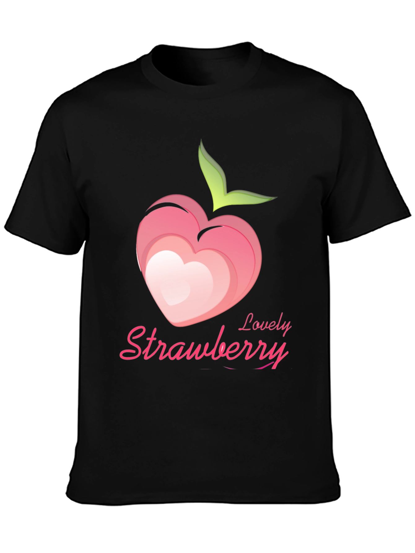 Lovely Strawberry Graphic Tee - Black