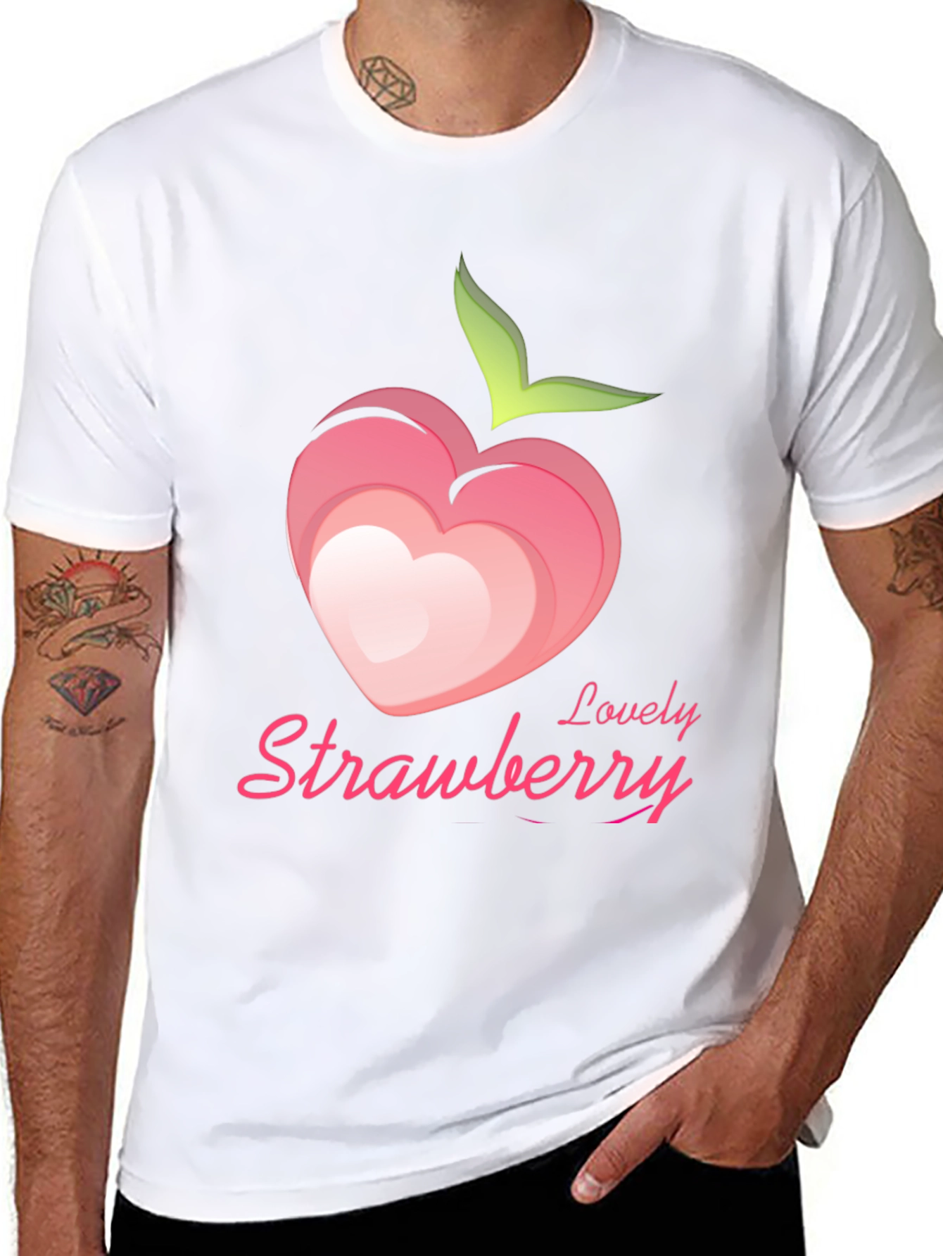 Lovely Strawberry Graphic Tee - Black