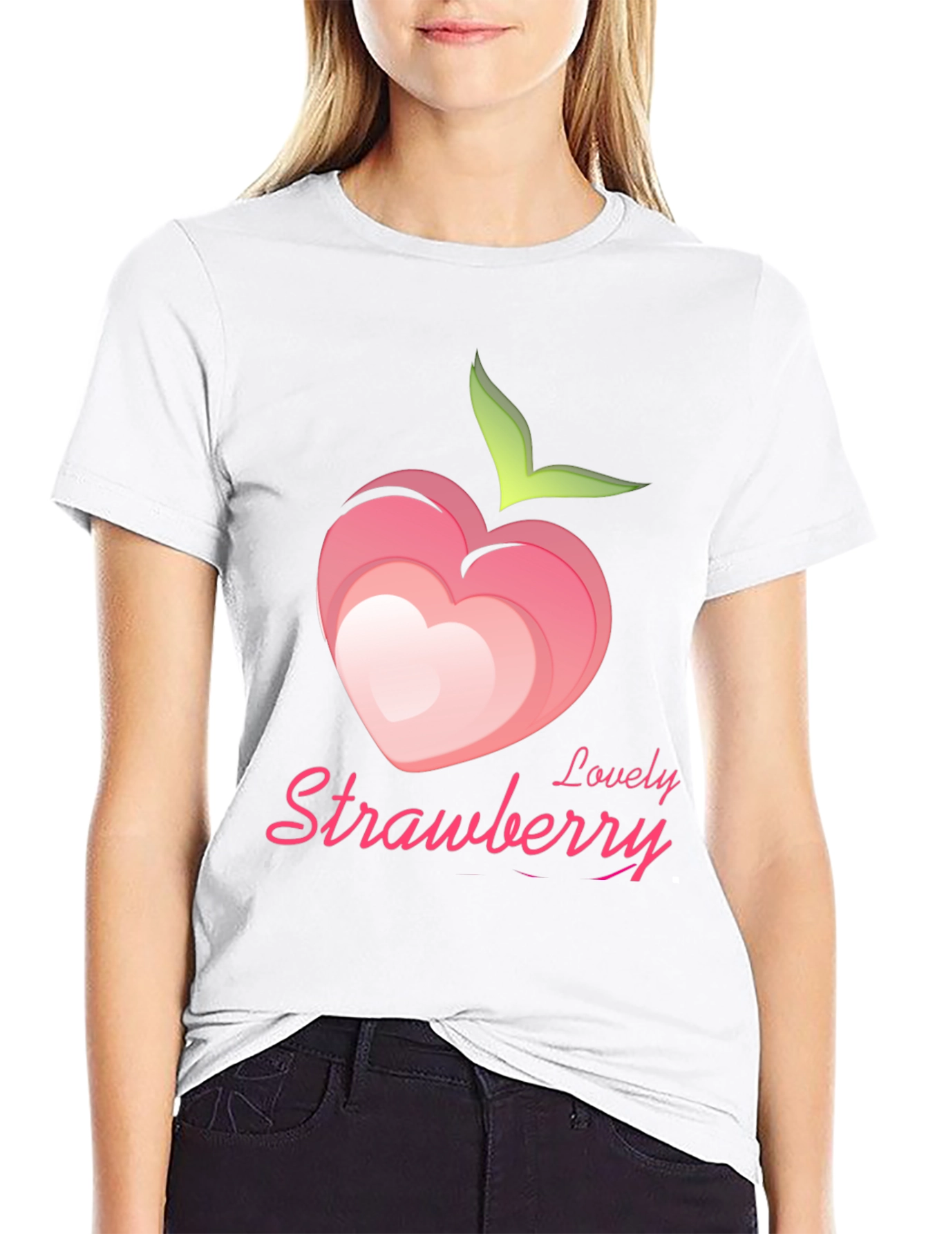 Lovely Strawberry Graphic Tee - Black