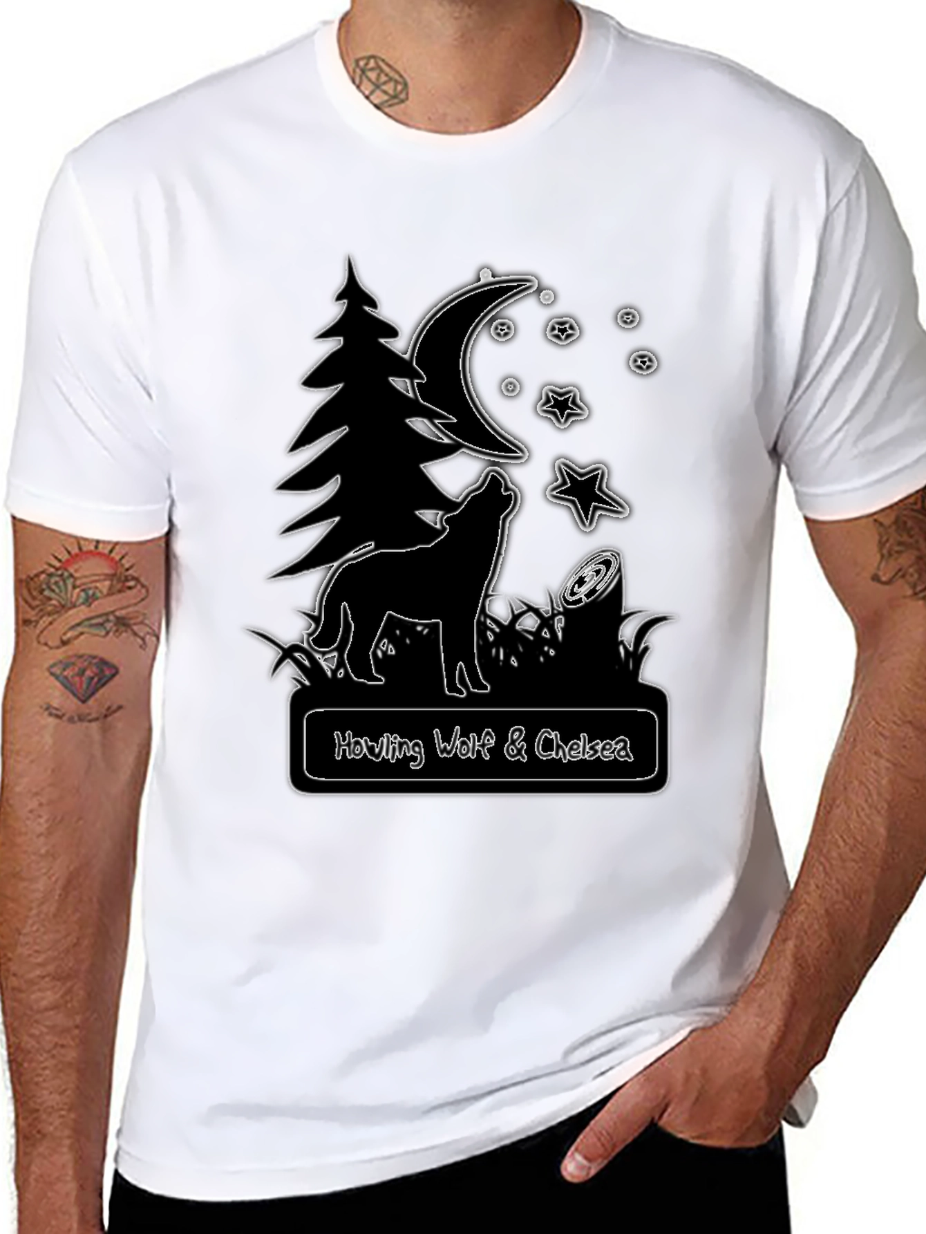 Howling Wolf & Chelsea Black Graphic T-Shirt