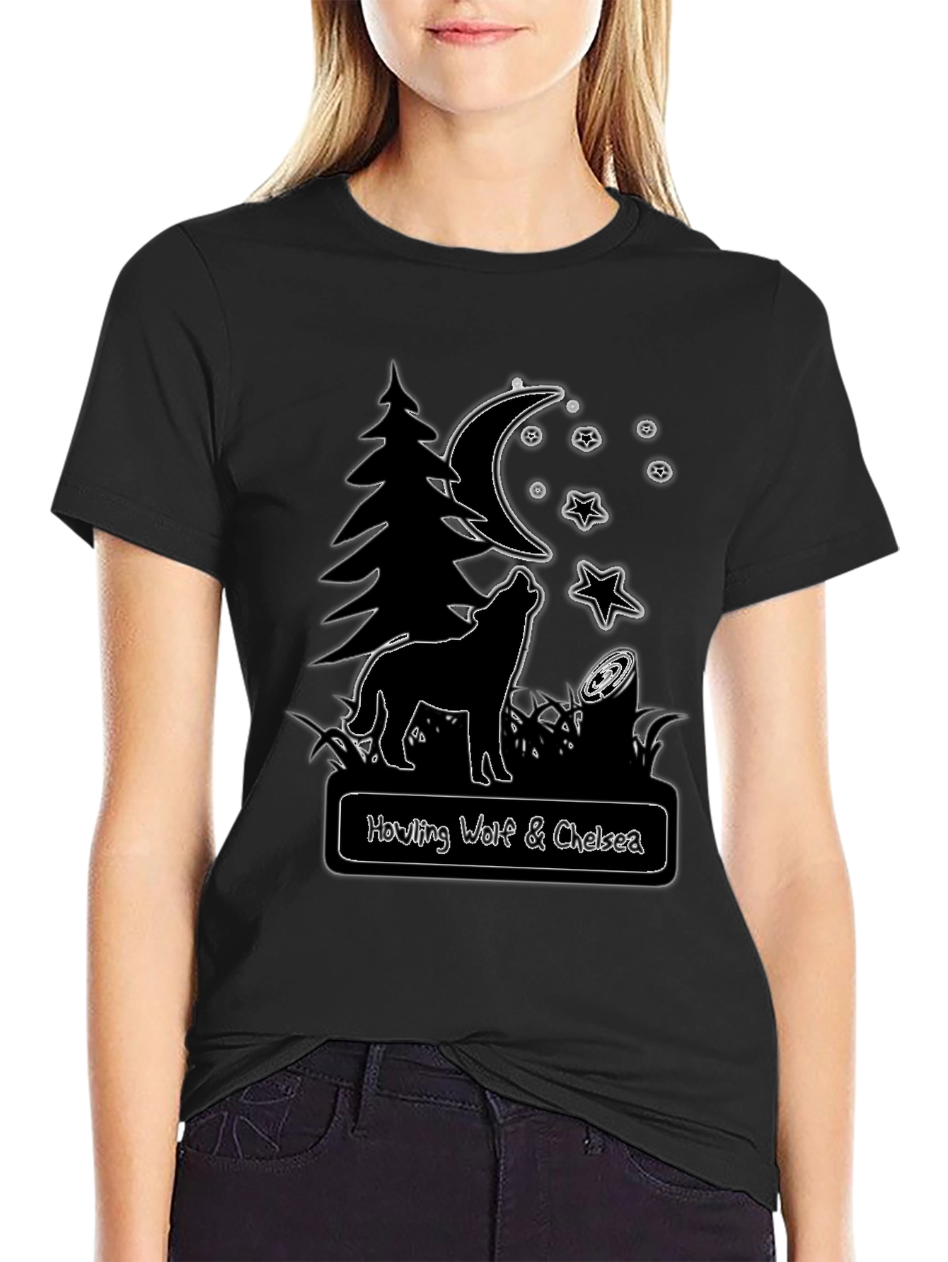 Howling Wolf & Chelsea Black Graphic T-Shirt