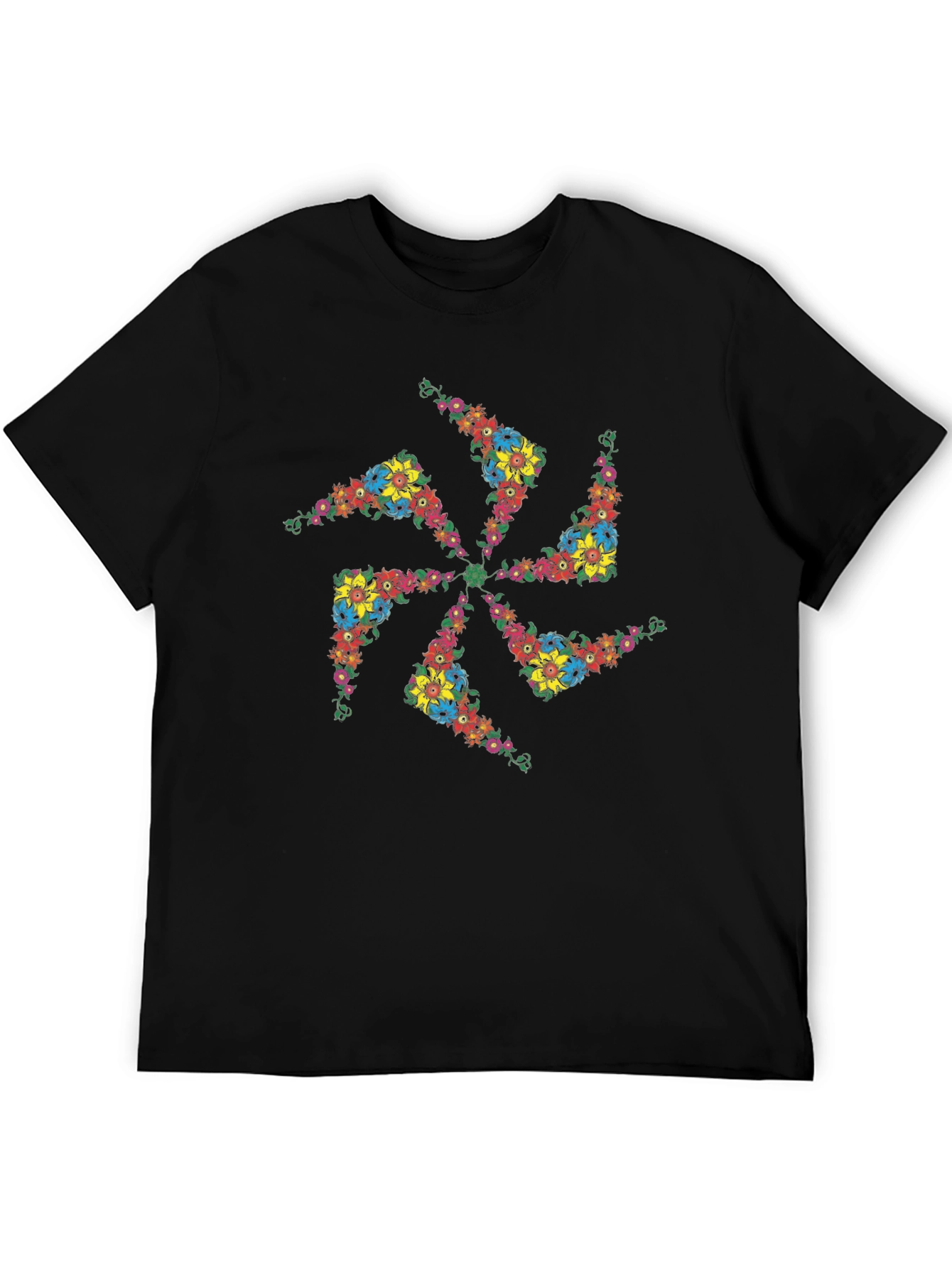 Floral Swirl Black T-Shirt