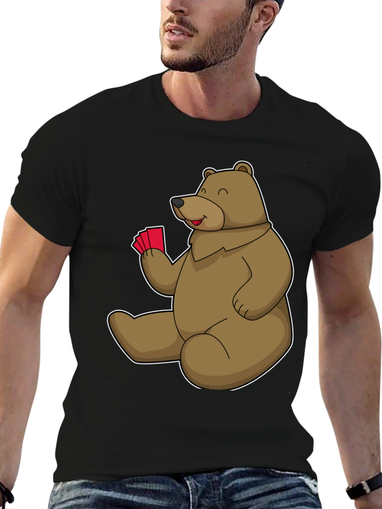 Bear Playing Cards Graphic Tee