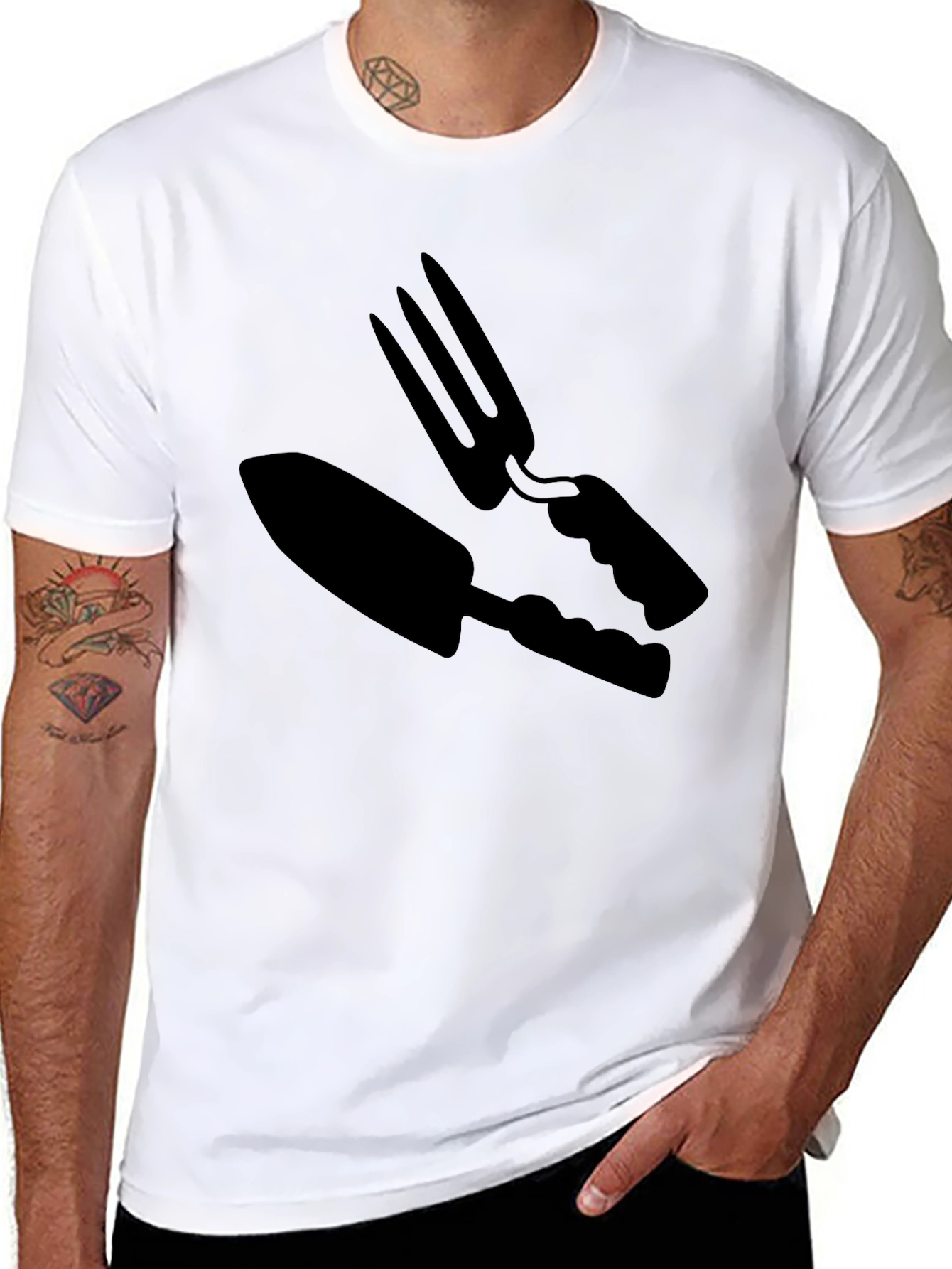 Gardening Tool Graphic Tee - Black Cotton Comfort