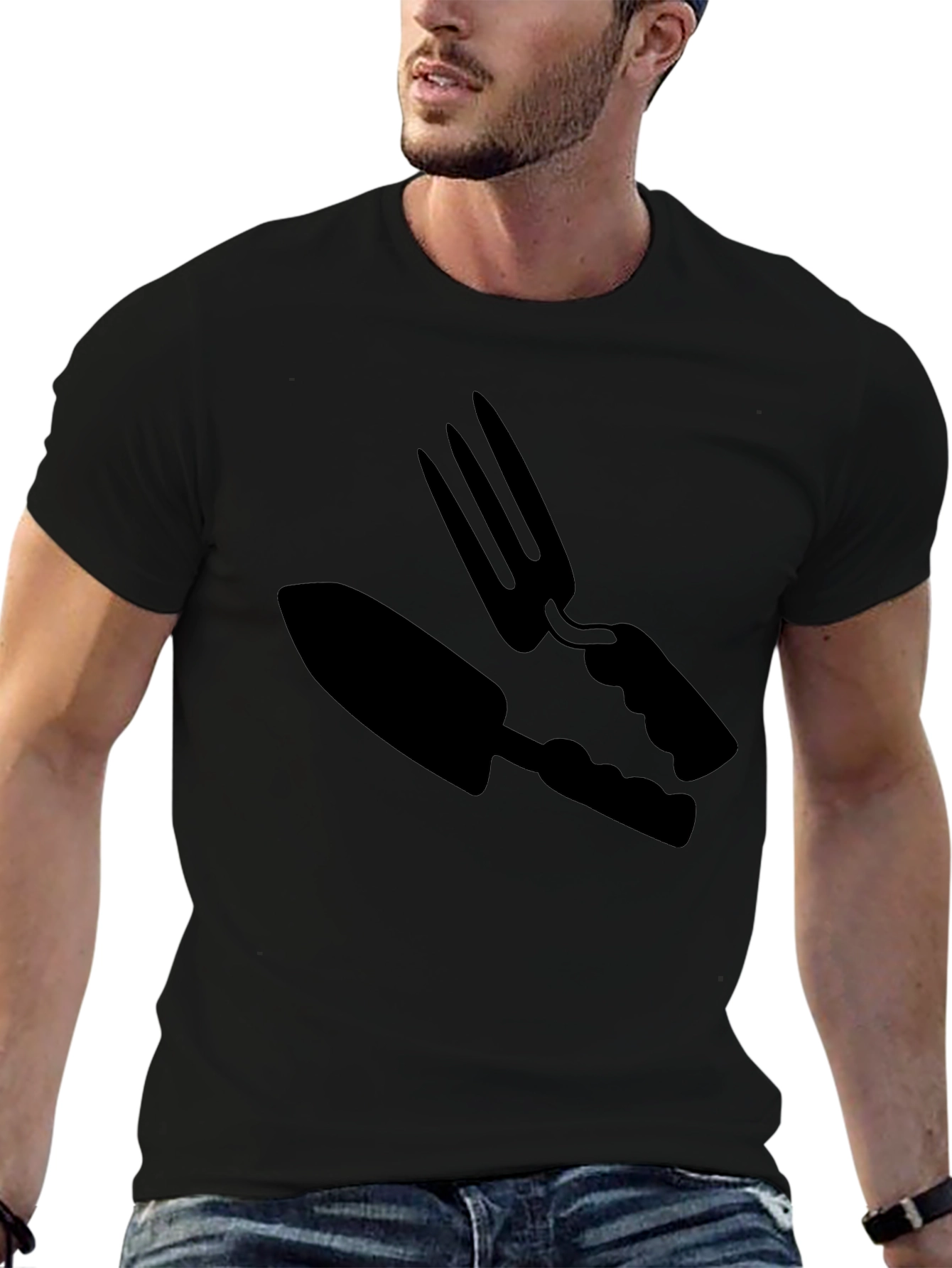 Gardening Tool Graphic Tee - Black Cotton Comfort