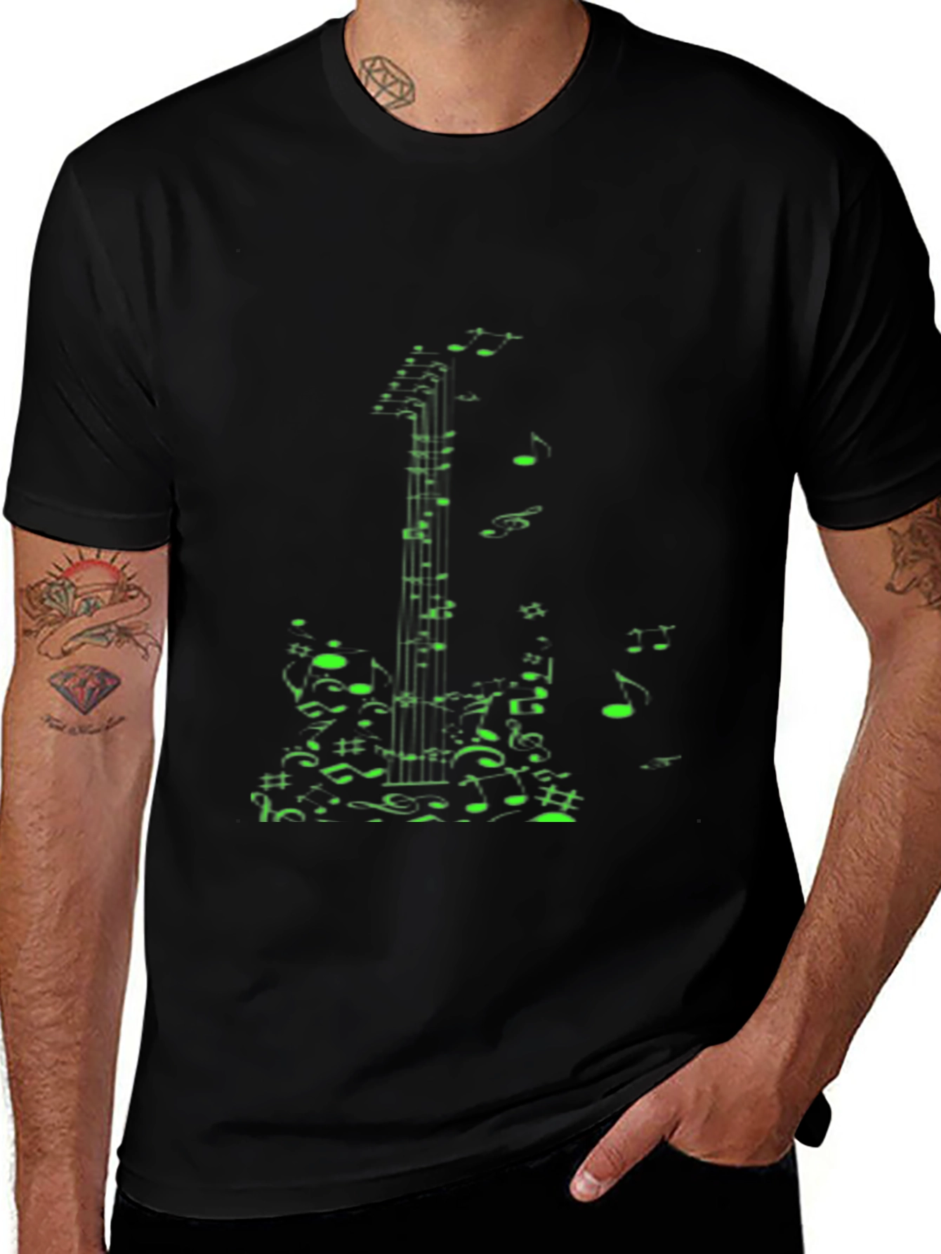 Musical Guitar Notes T-Shirt - Black