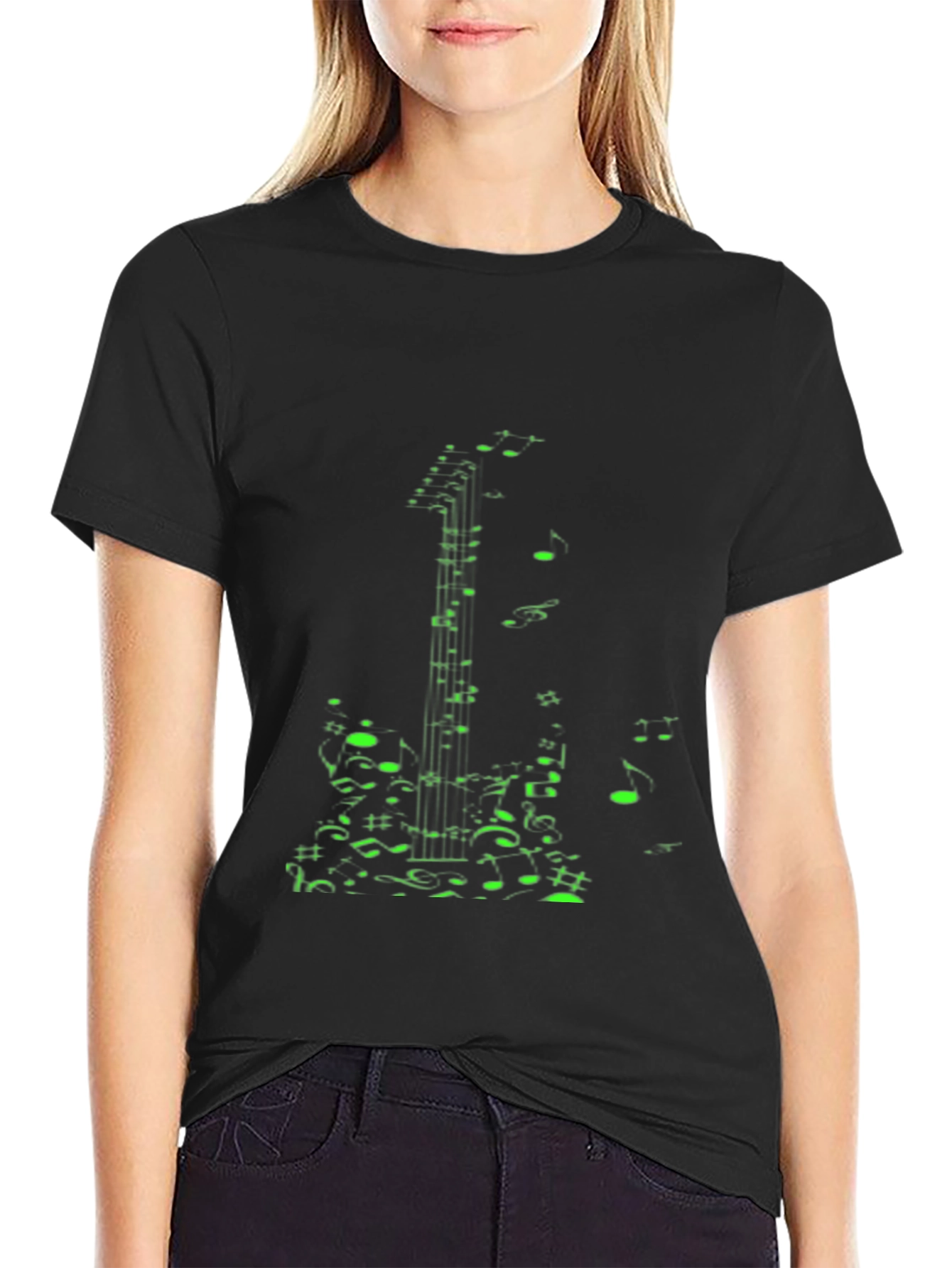 Musical Guitar Notes T-Shirt - Black