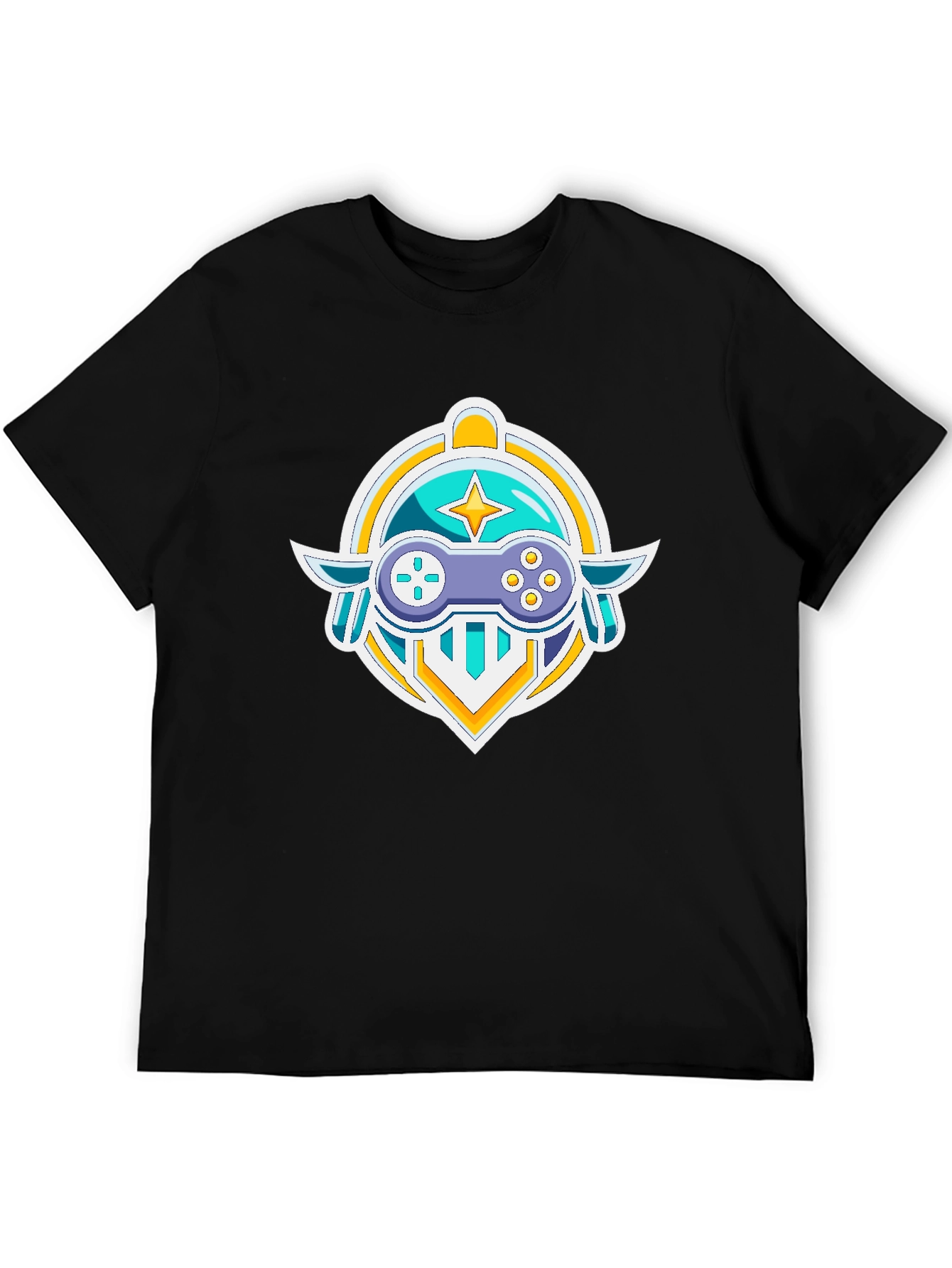 Gamers Crest Black T-Shirt - Controller Graphic Tee