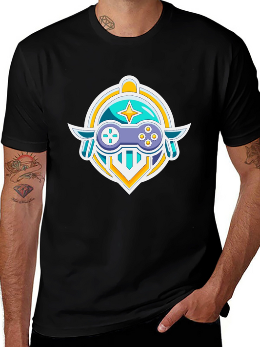 Gamers Crest Black T-Shirt - Controller Graphic Tee