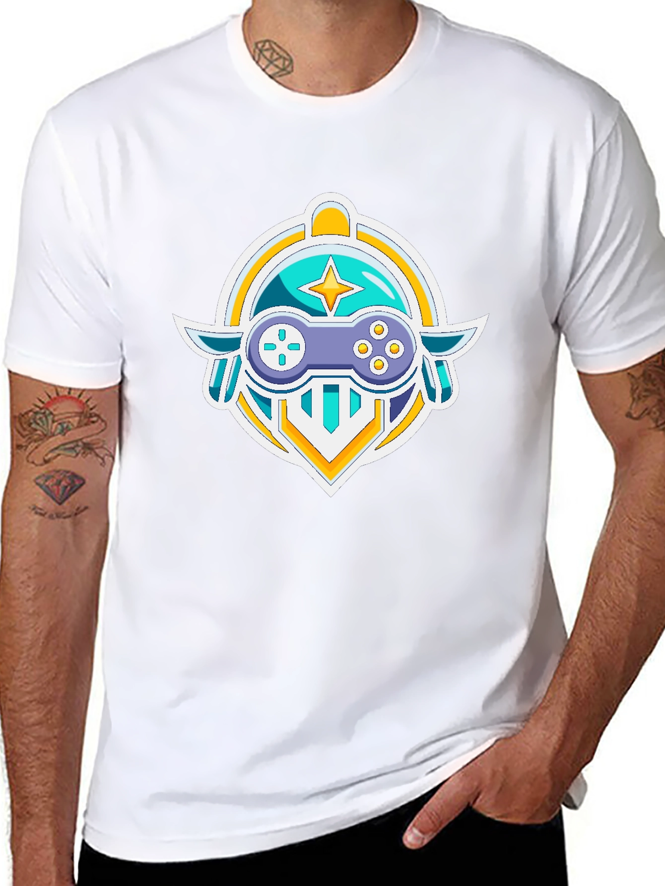 Gamers Crest Black T-Shirt - Controller Graphic Tee