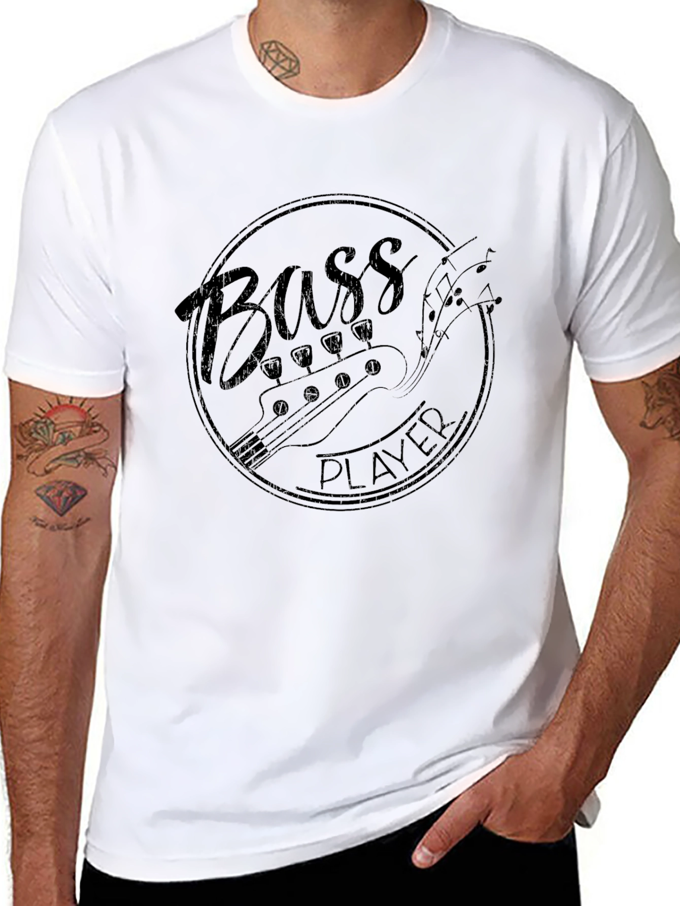Bass Player Graphic Tee - Black Cotton T-Shirt