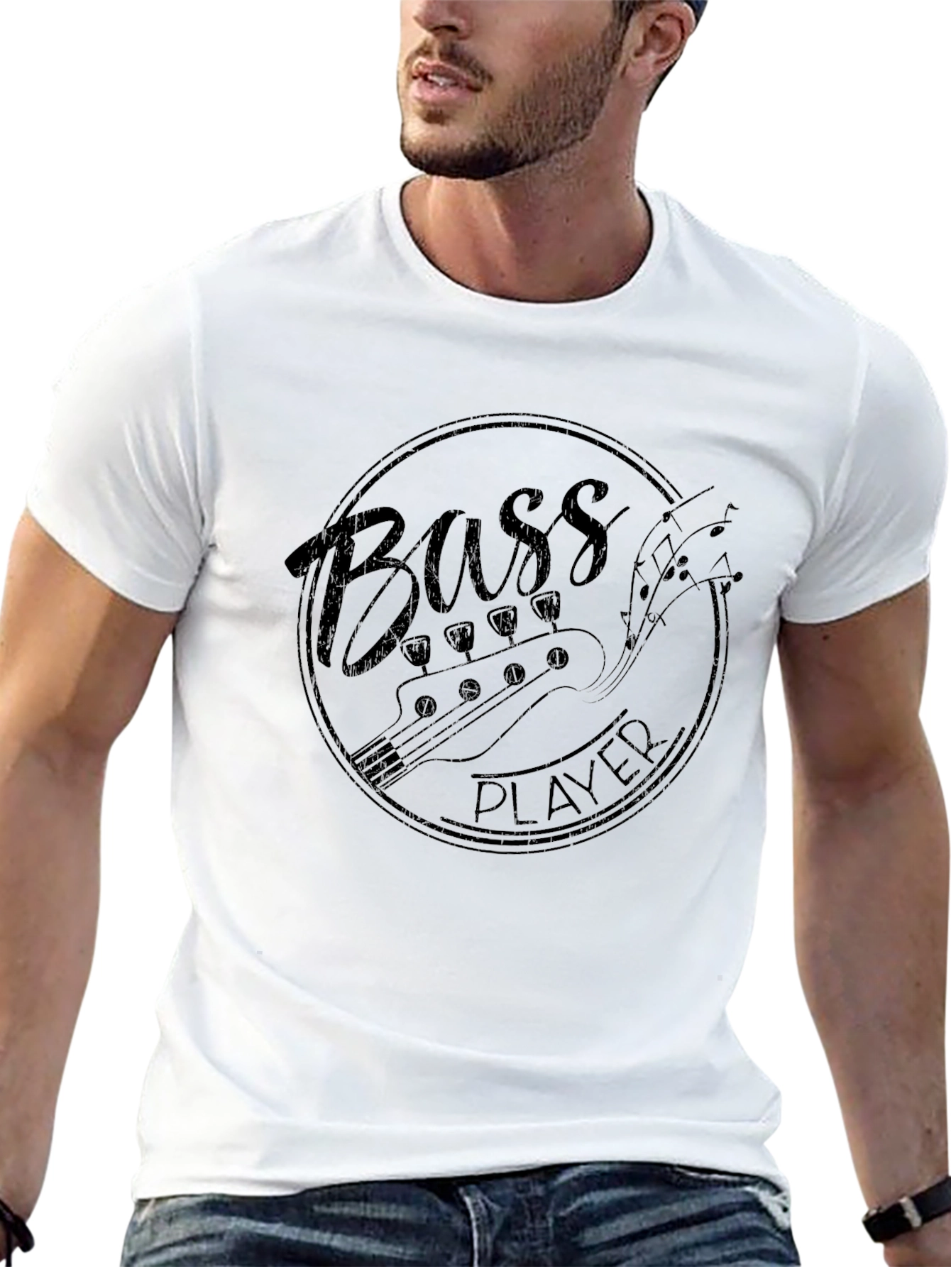 Bass Player Graphic Tee - Black Cotton T-Shirt