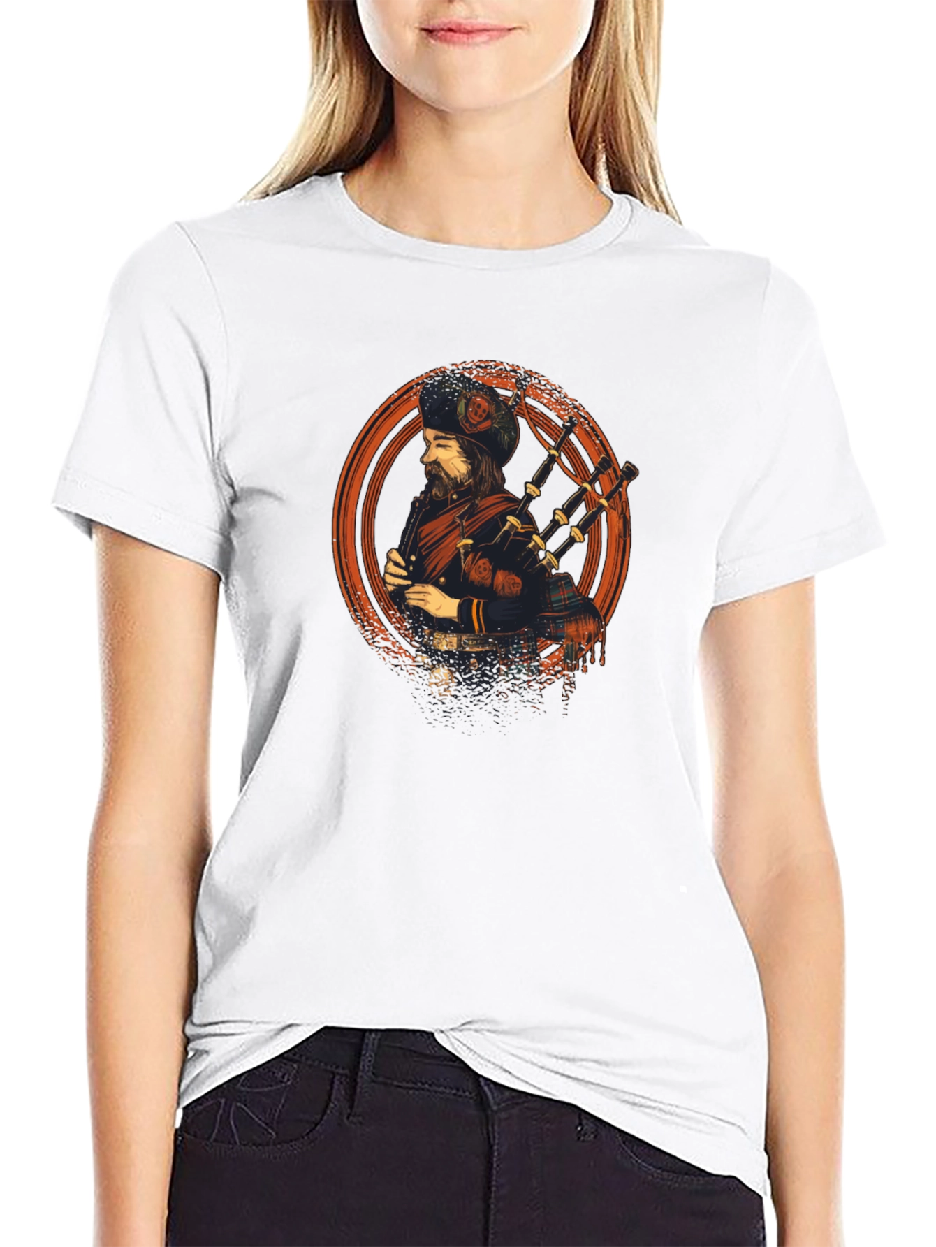 Scottish Bagpiper Graphic Tee - Cool Design T-Shirt