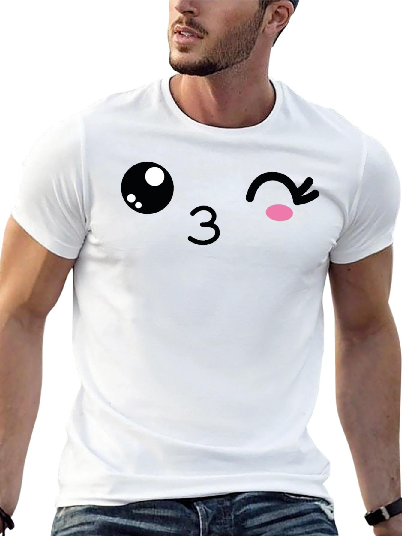 Winking Emoji Graphic T-Shirt - Soft Cotton Blend