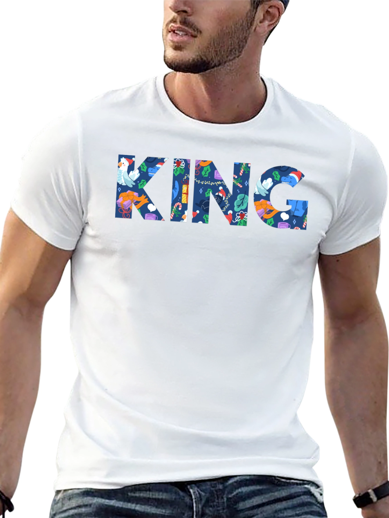 King Novelty Patterned Mens Black T-Shirt