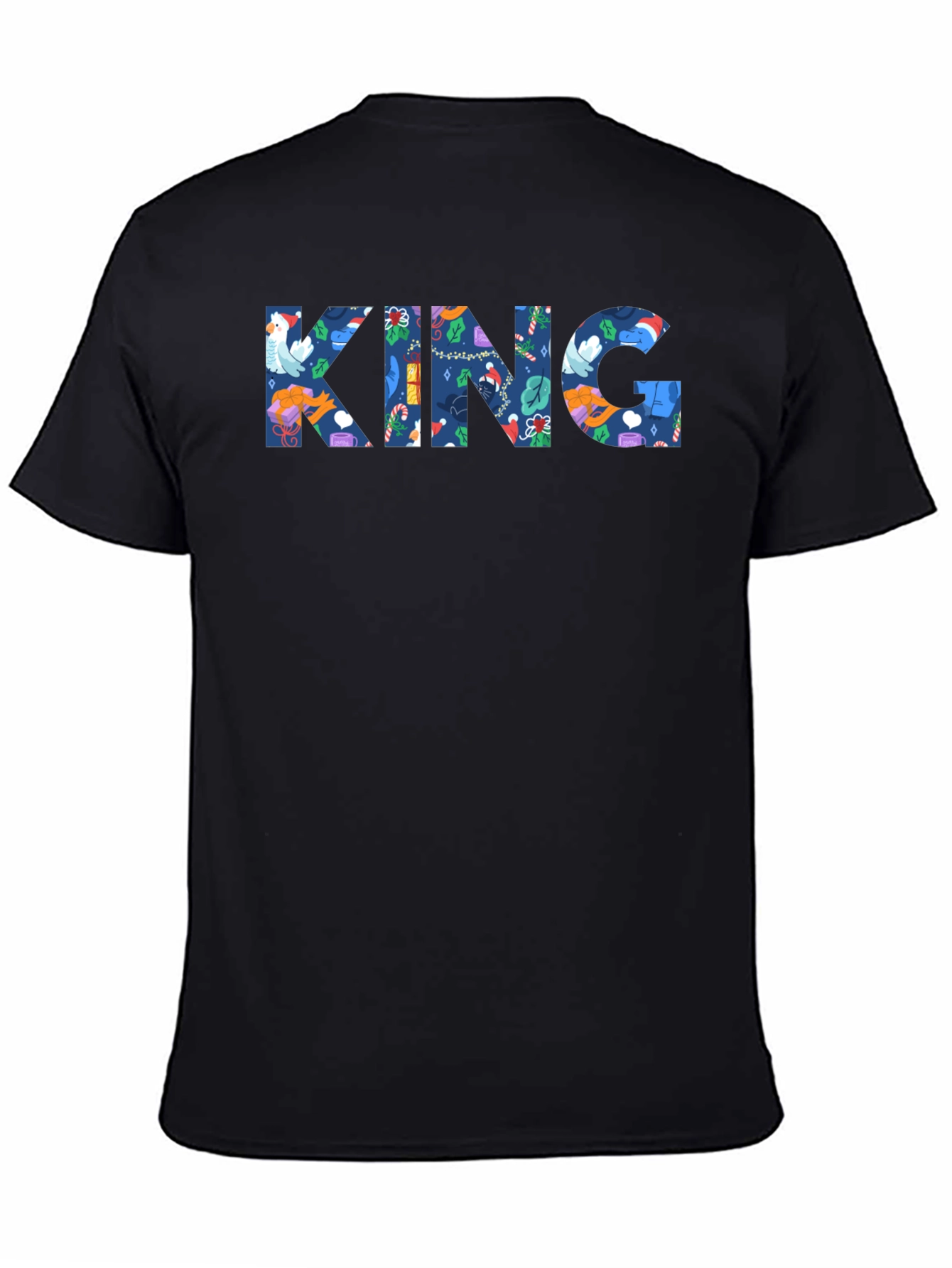 King Novelty Patterned Mens Black T-Shirt