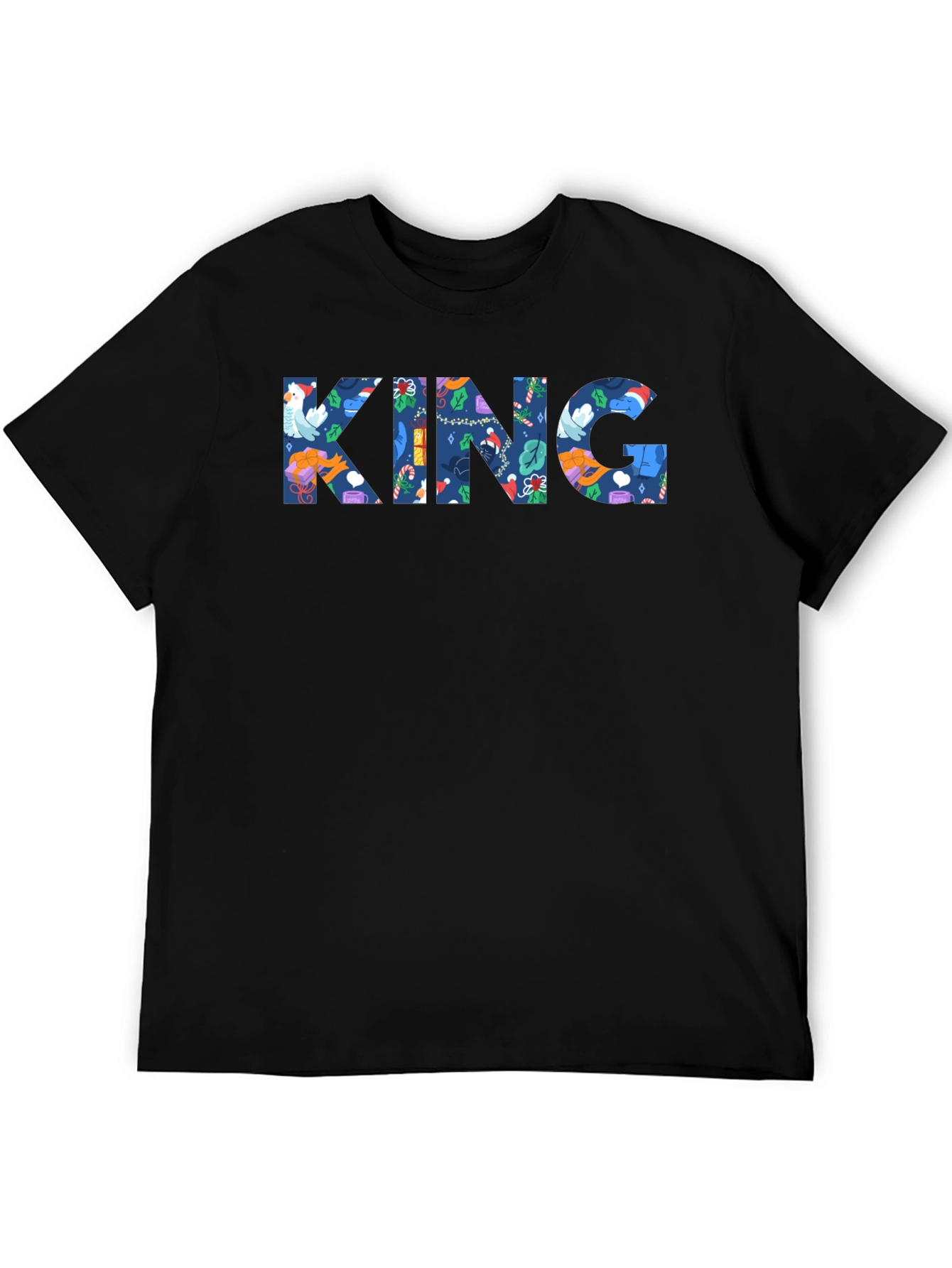 King Novelty Patterned Mens Black T-Shirt