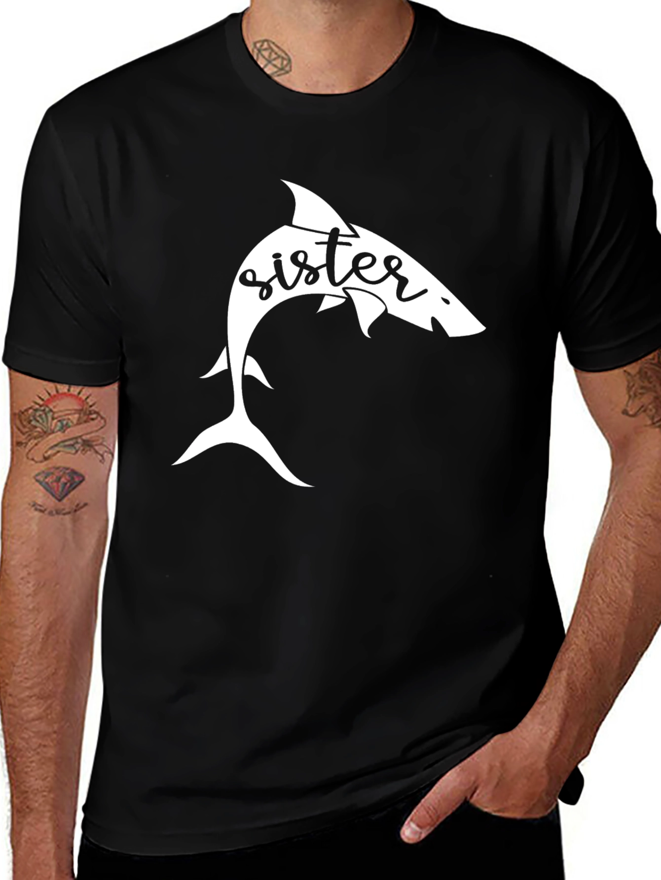 Sister Shark Graphic Tee - Black