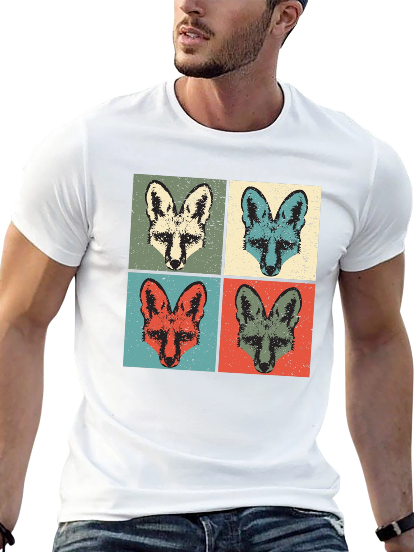 Retro Fox Portrait T-Shirt - Unique Graphic Tee