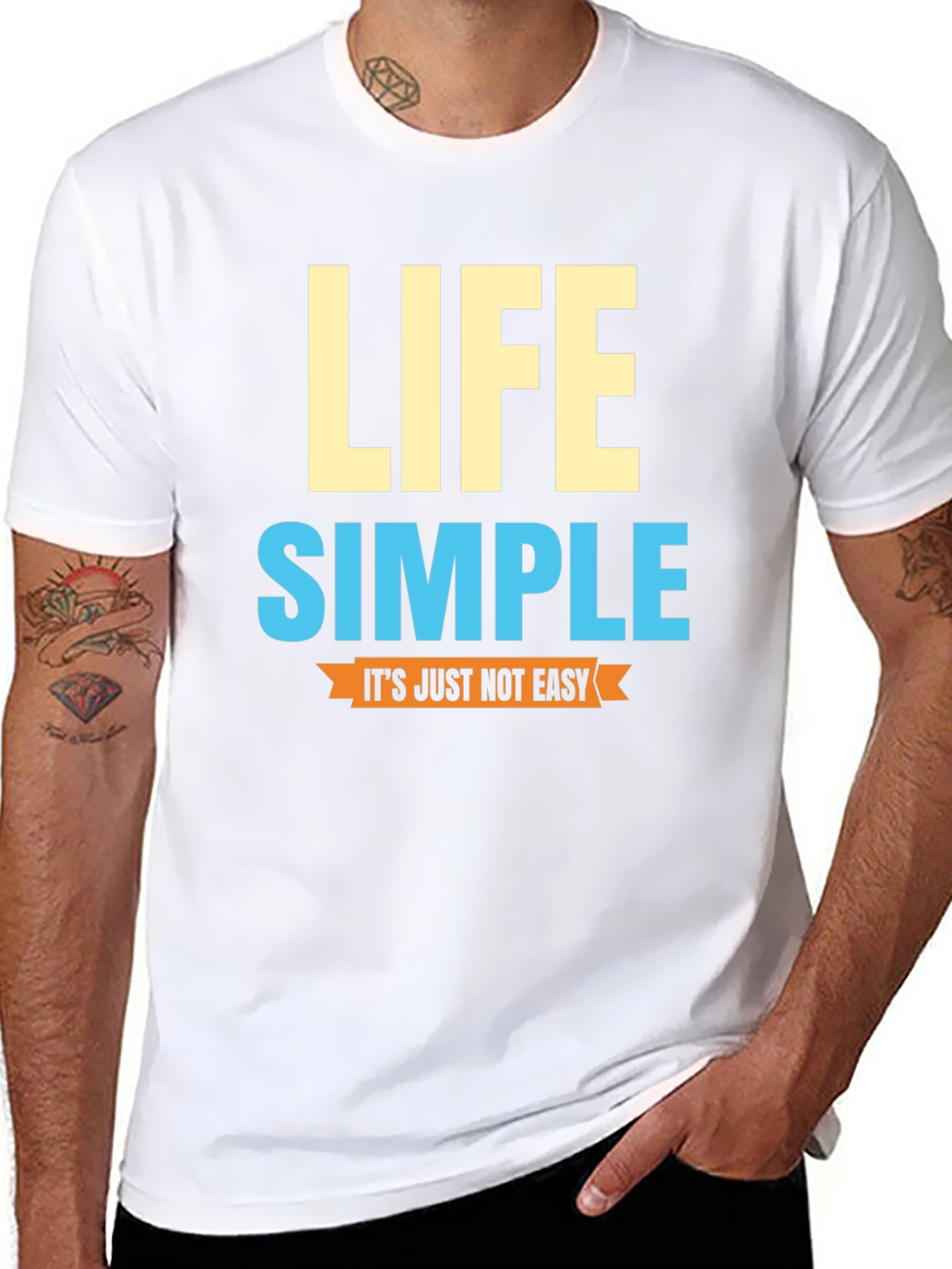 Life Simple Mens Black Graphic T-Shirt